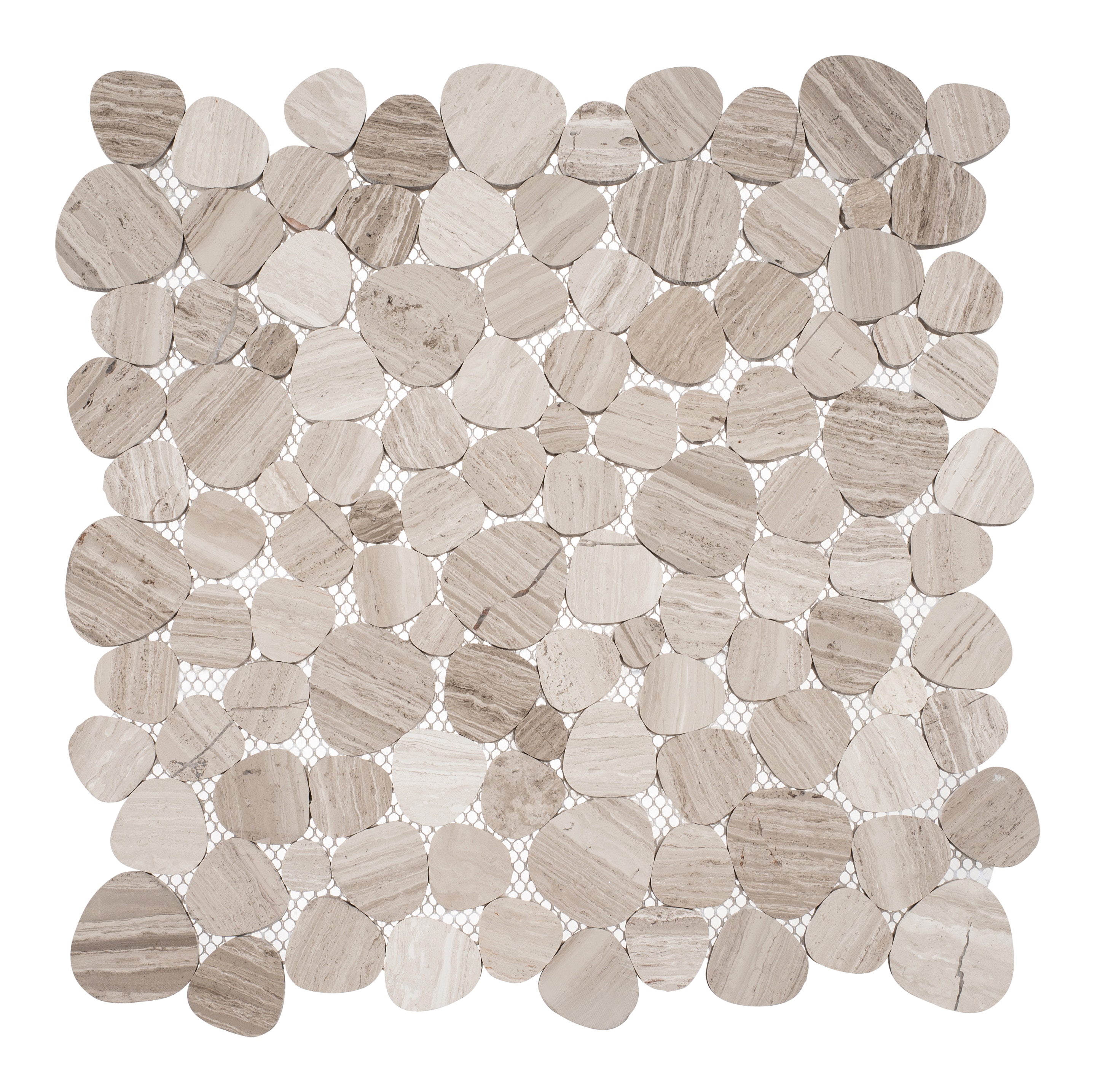 Andova Tiles ANDOAS501 OASIS Shallow 12-in x 12-in Glazed Natural Stone Look Pebble Mosaic Floor and Wall Tile (1.04-sq. ft/ Piece)