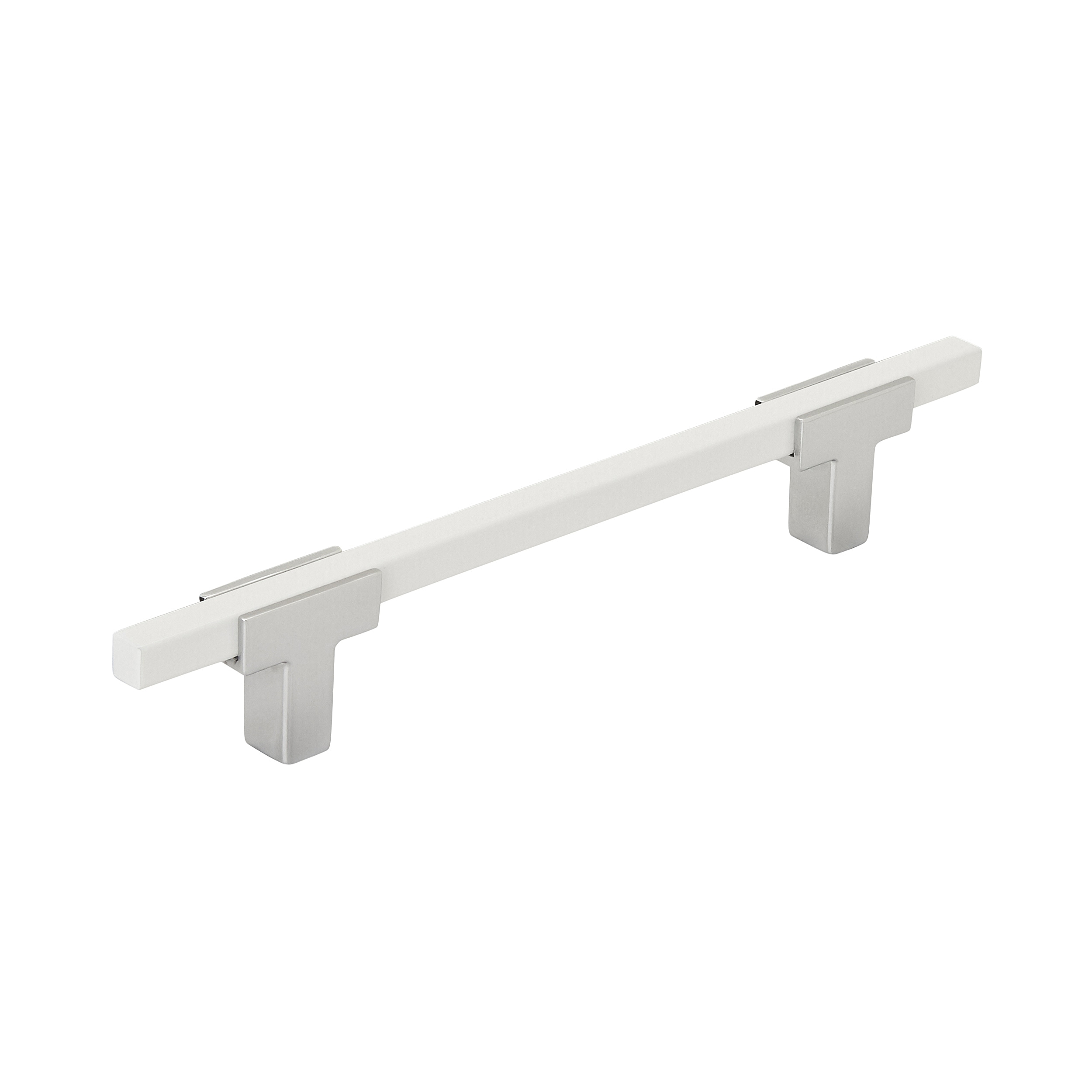Amerock BP77812826WHT Urbanite 5-1/16-in , 128mm Center to Center Polished Chrome/White Rectangular Bar Drawer Pulls