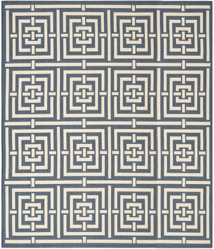 Safavieh CY6937-268-9 Courtyard Beacon 9 x 12 (ft) Loomed Polypropylene Navy/Beige Rectangular Indoor/Outdoor Geometric Coastal Area rug