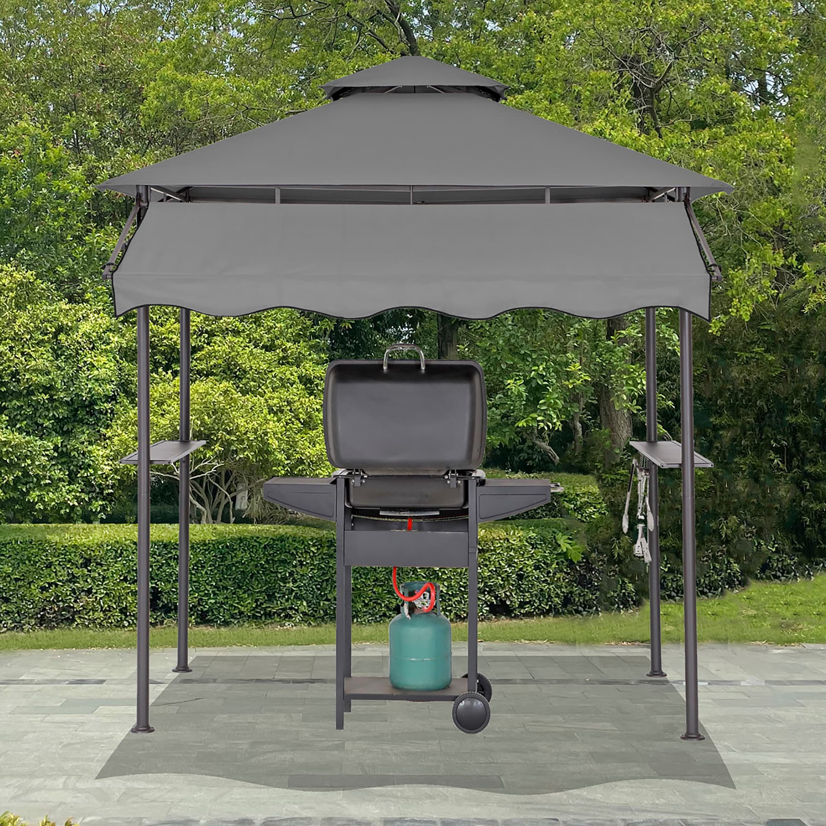 StarEcho 8-ft x 8-ft Grill Gazebo Large awning Square Dk.Grey Metal ...