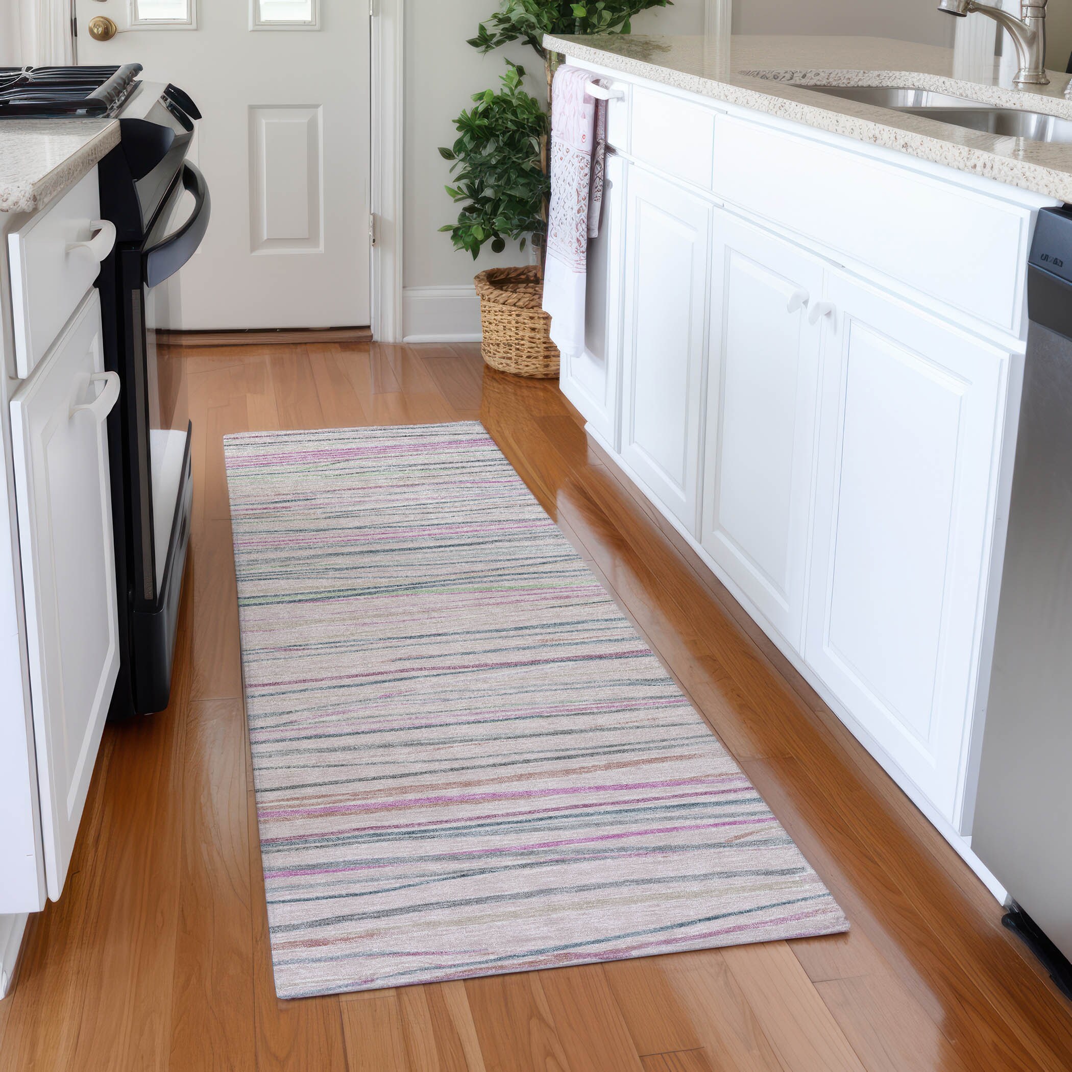 Addison Rugs ACN1607PI2X8 Chantille ACN1607PI 2 x 7 (ft) Polyester Pink Rectangular Indoor/Outdoor Geometric Machine washable Runner rug