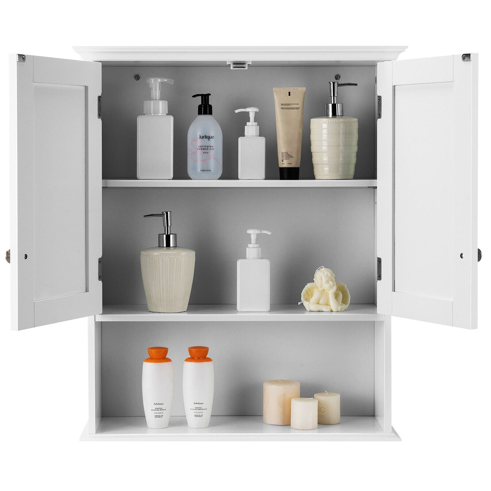 WELLFOR 23.5-in x 28-in x 7.5-in White Bathroom Wall Cabinet in the ...