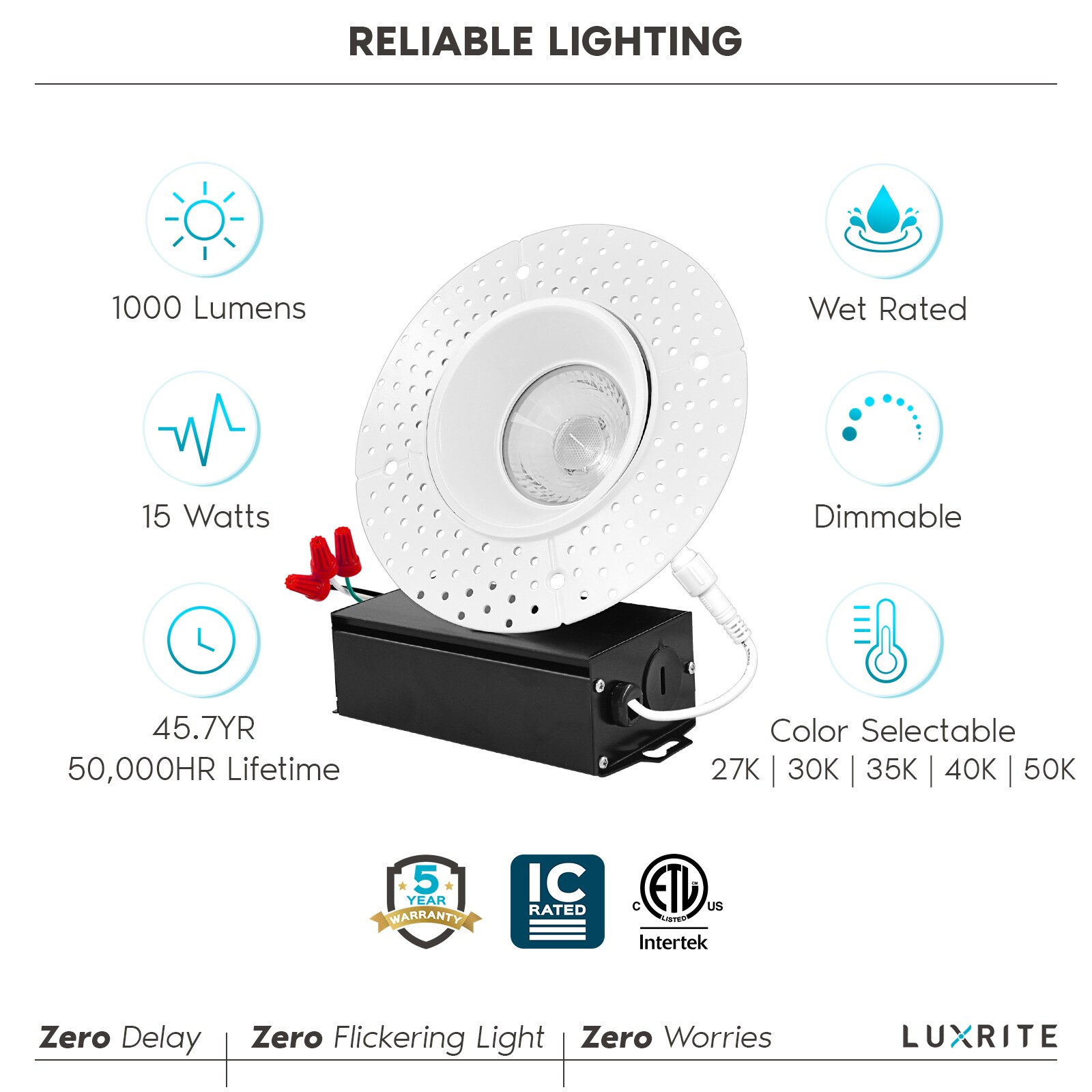 White Aluminum Trimless LED Recessed Lighting Kit