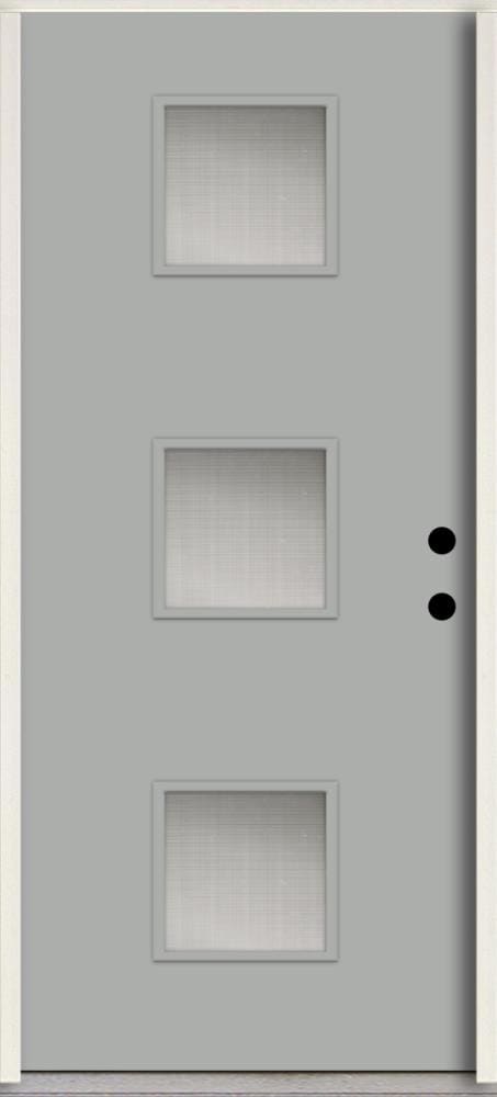 RELIABILT LO1066917 Spotlights 32-in x 80-in x 4-5/8-in Fiberglass 1/4 lite Left-hand inswing Infinity Gray Paint Painted Prehung Front Door Insulating core