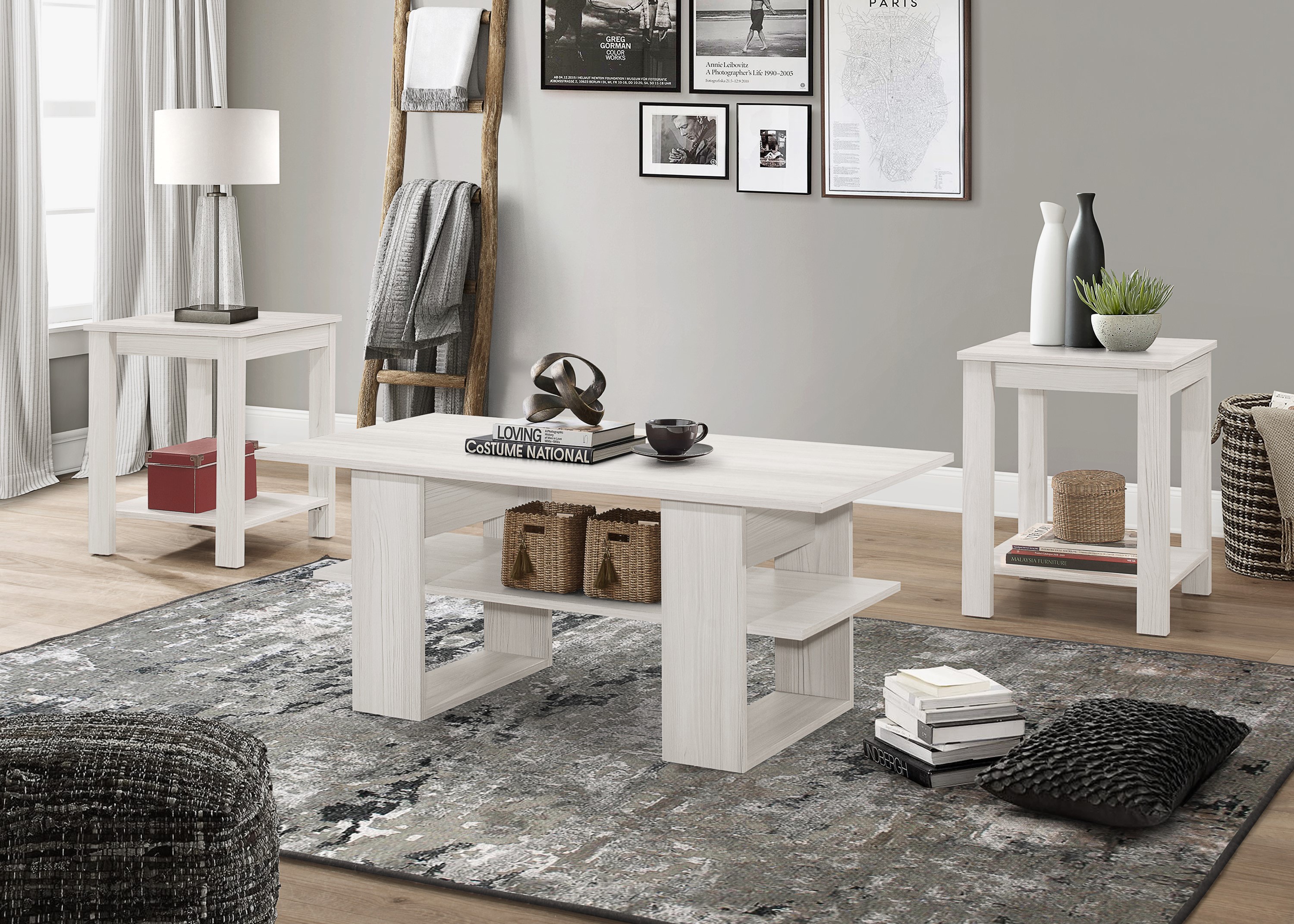 Home Design 10020-011CT Beverly Light Gray MDF Modern Coffee Table with Storage