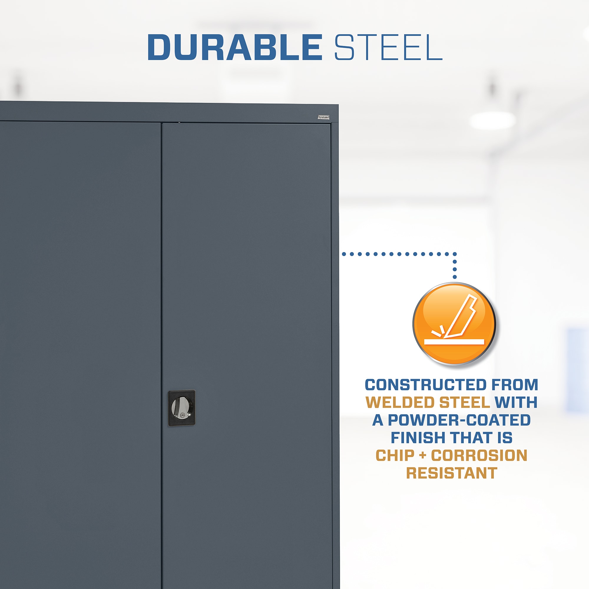 Gray Steel Freestanding Lockable Office Cabinet with Adjustable Shelving