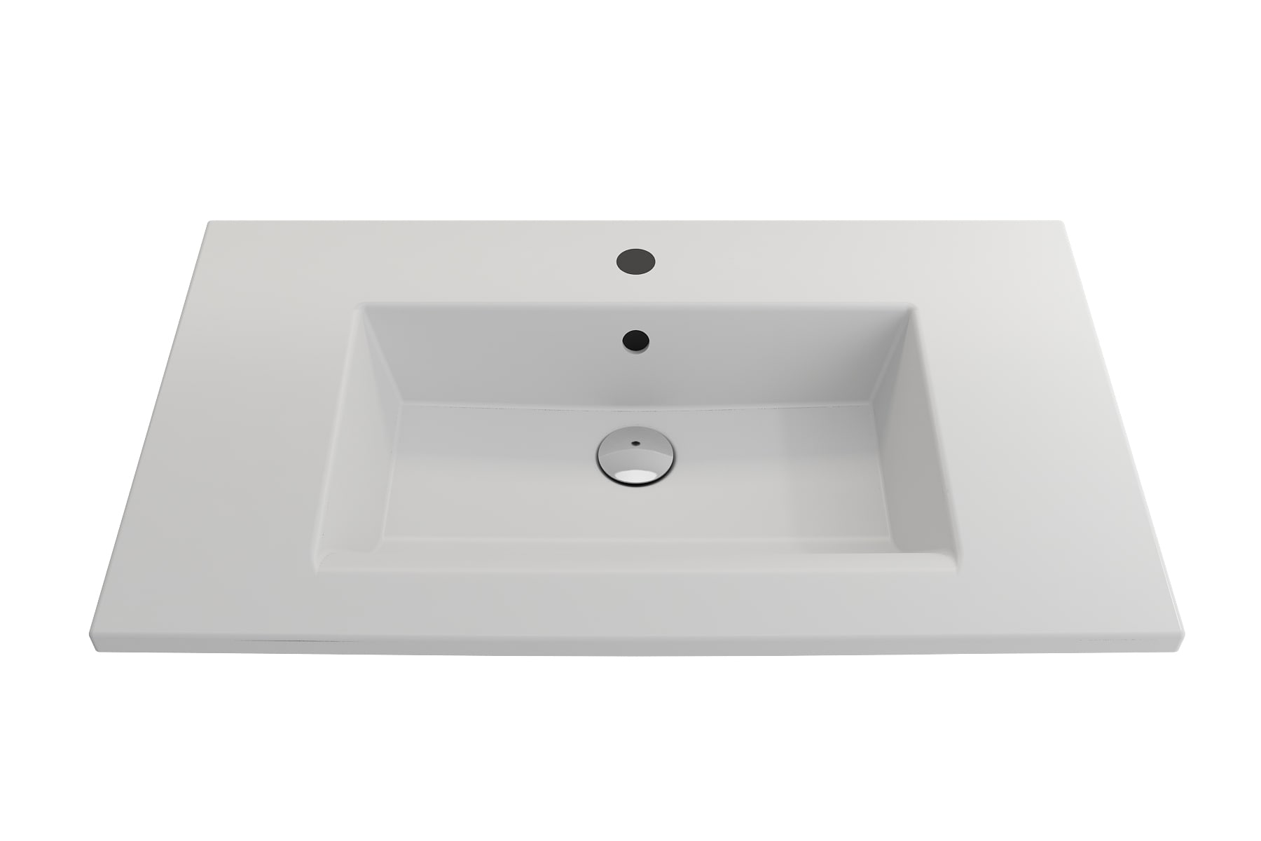 BOCCHI 1113-002-0126 Fire clay Wall-mount Rectangular Modern Matte White Bathroom Sink ( 32.25-in x 18.75-in )