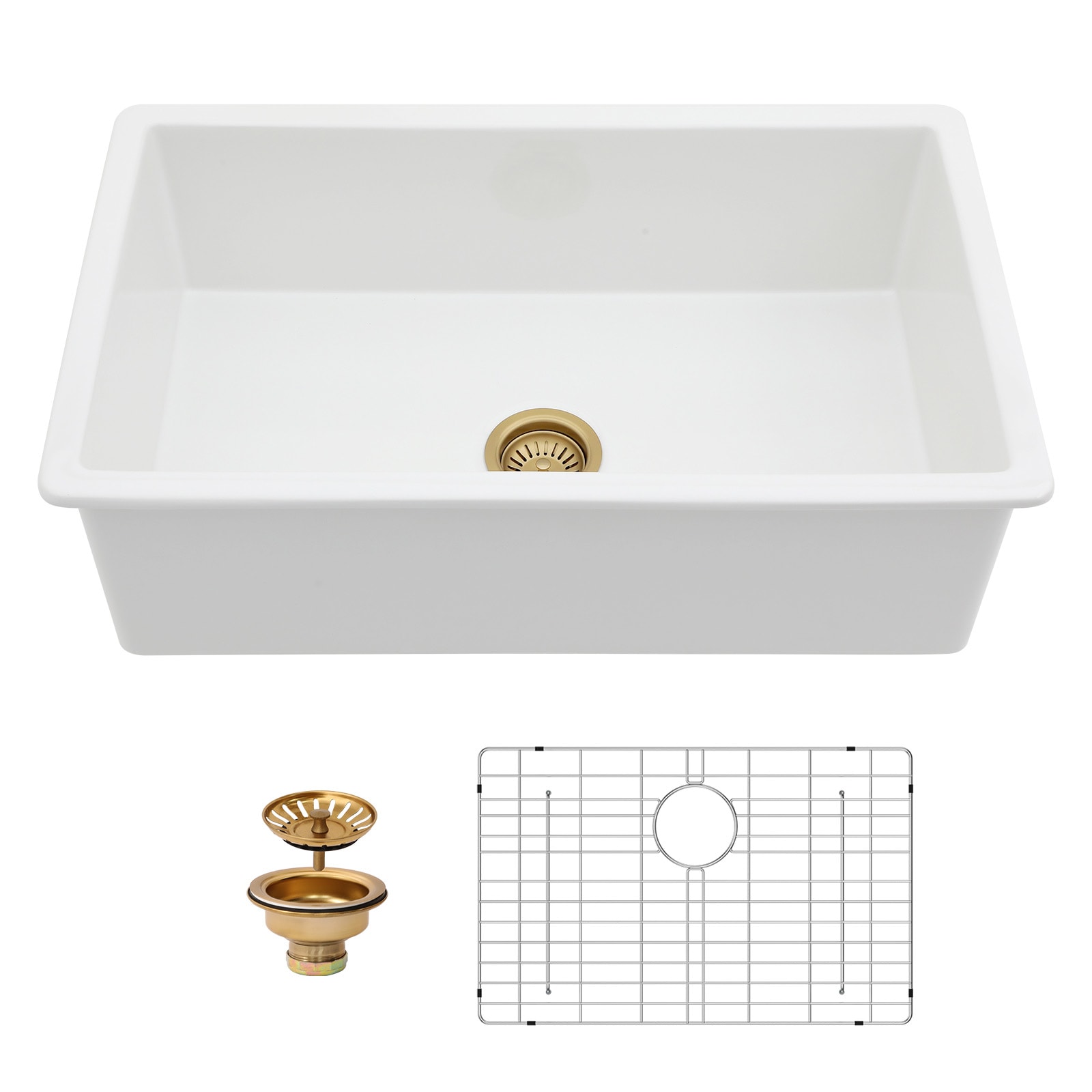 Vanityfus White 30 Inch Fireclay Sink - Undermount or Topmount