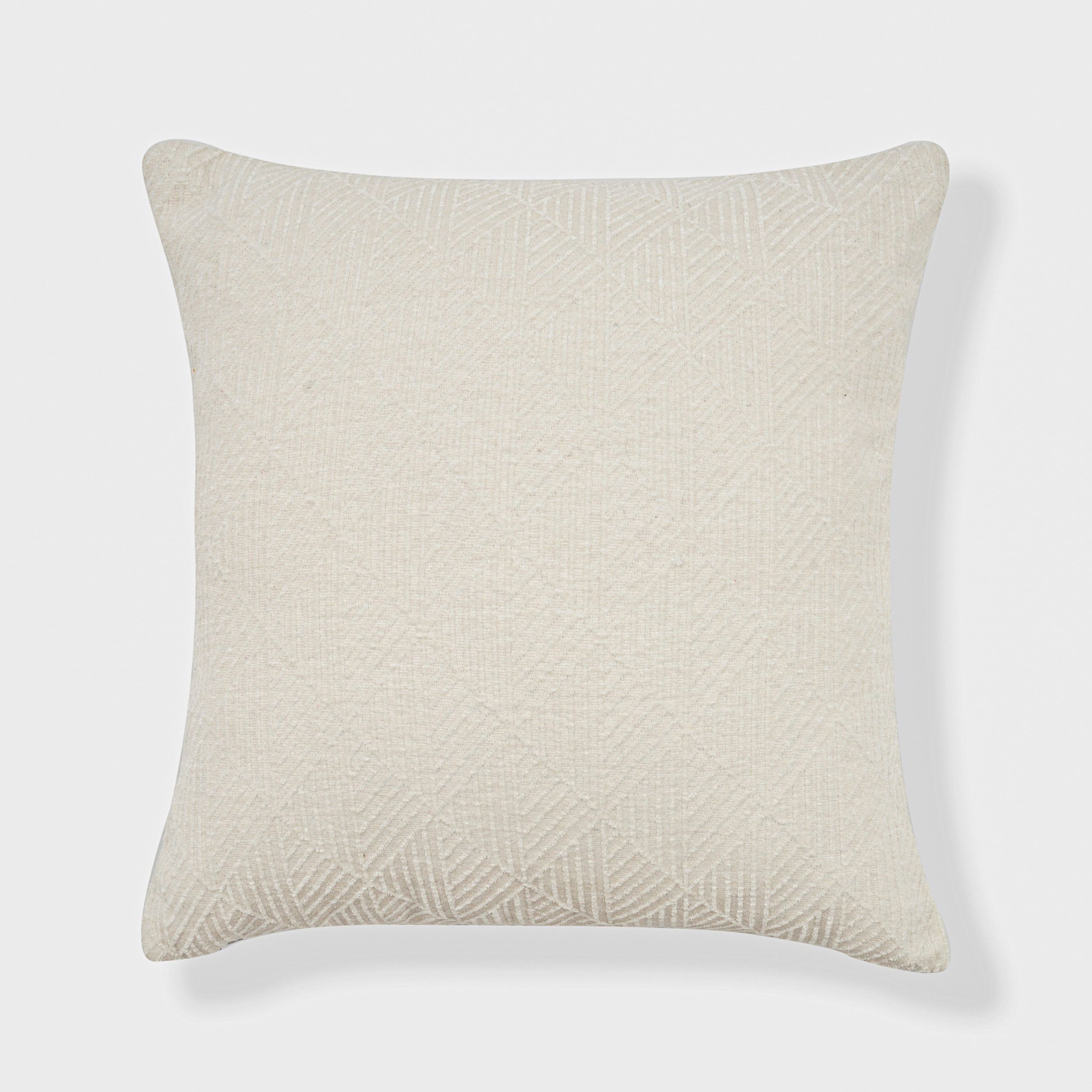 FRESHMINT 202005C01 Geometric Chenille 18-in x 18-in White Square Indoor Decorative Pillow