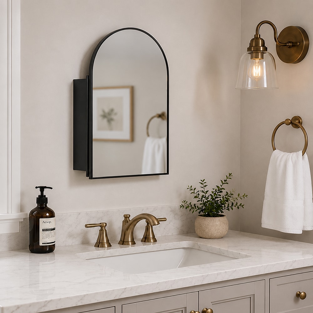 Style Selections 20-in x 26-in Surface/Recessed Mount Black