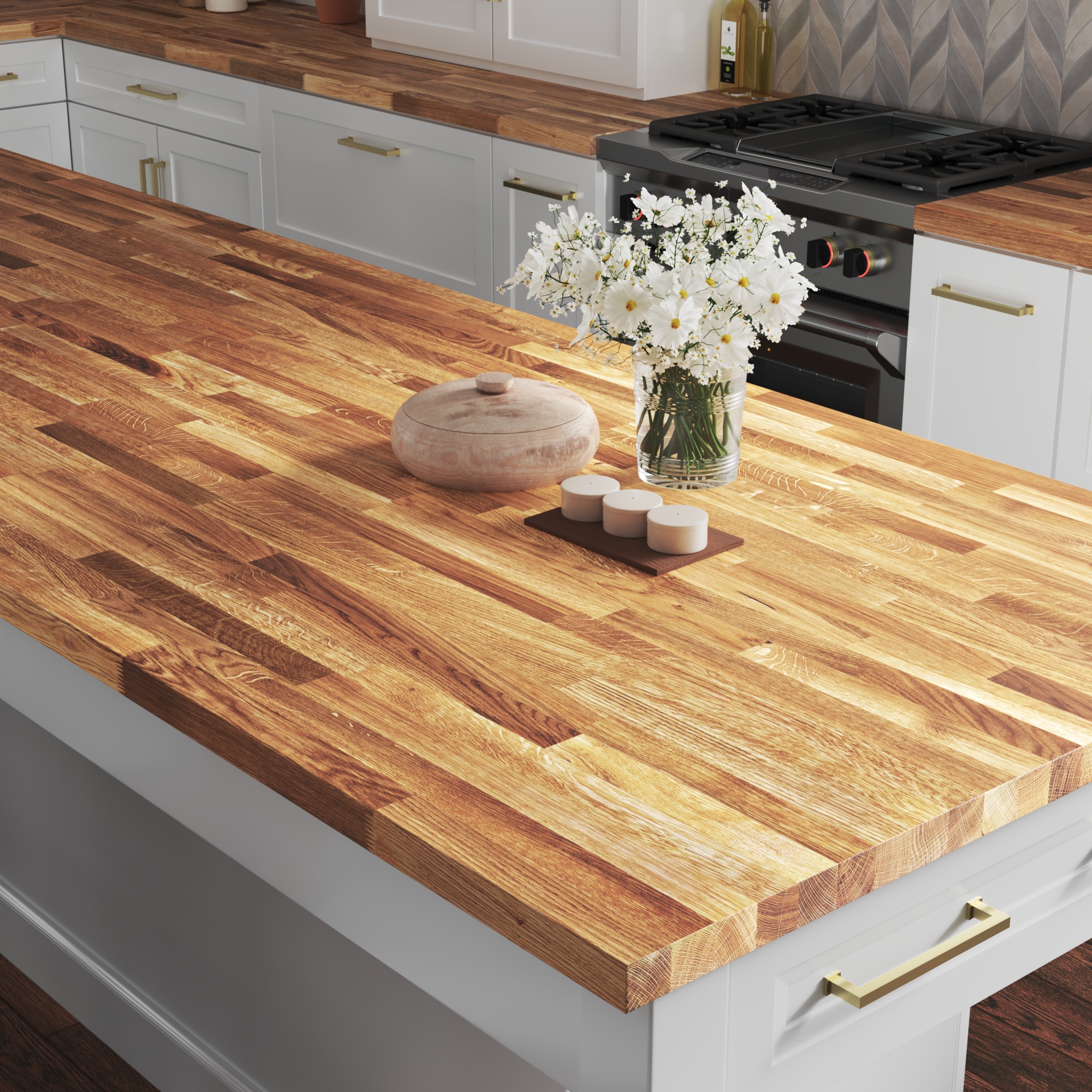 Sparrow Peak 4-ft x 25-in x 1.5-in Natural Wood Oak Butcher Block ...