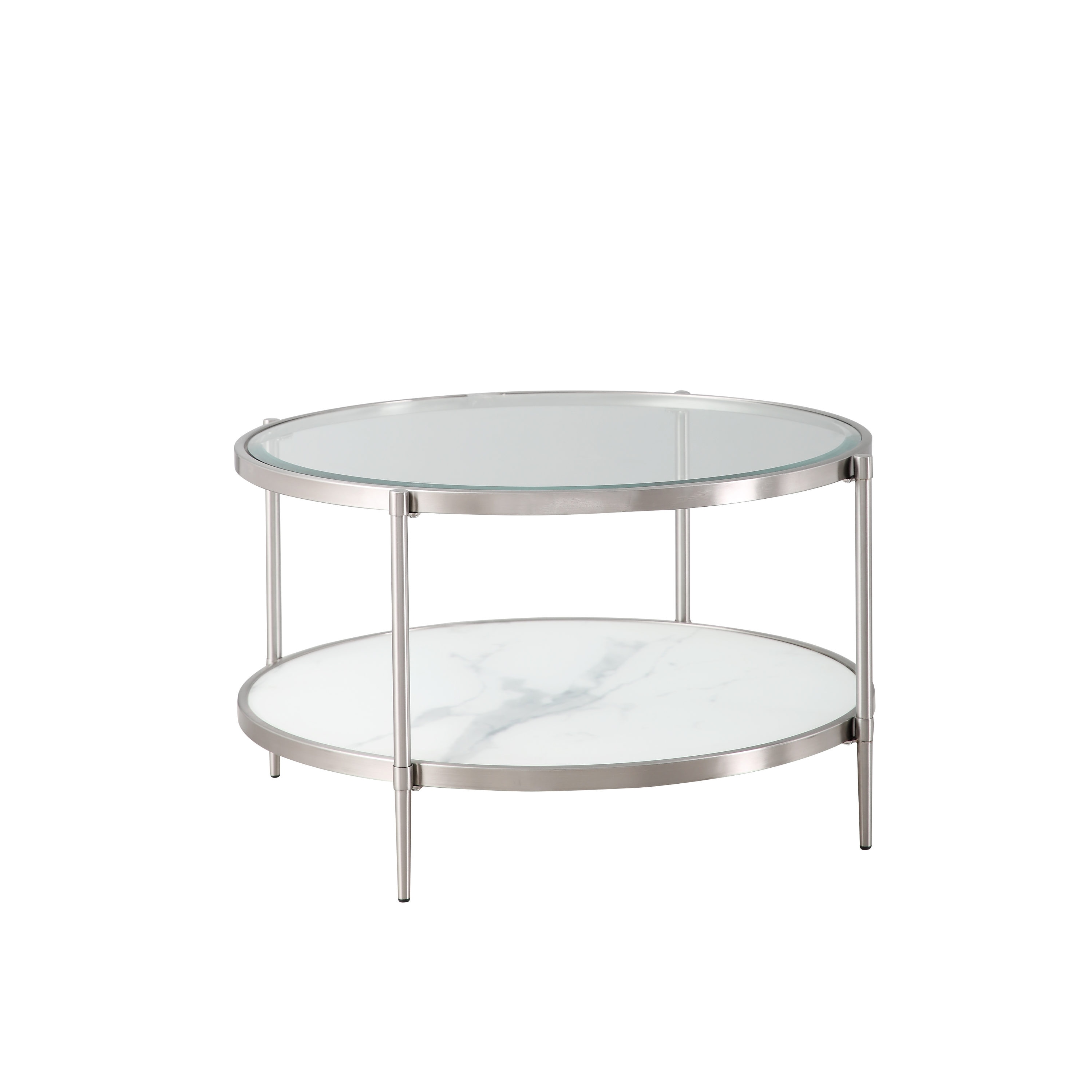 CASAINC WF-CT-1353RA-BR Clear Glass Modern Coffee Table with Storage