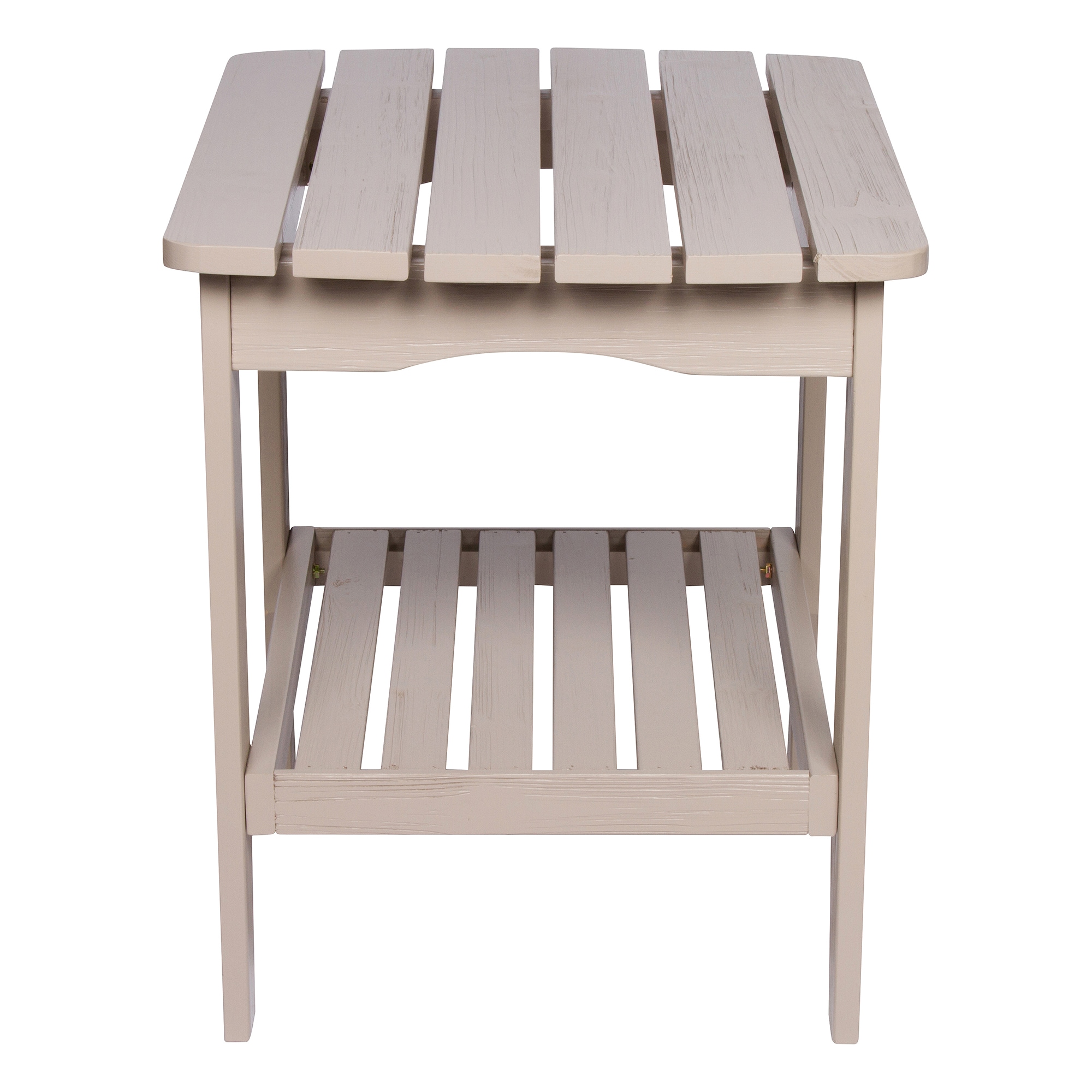 Cedarwood Rectangular Side Table with Stone Finish, 24"x22"