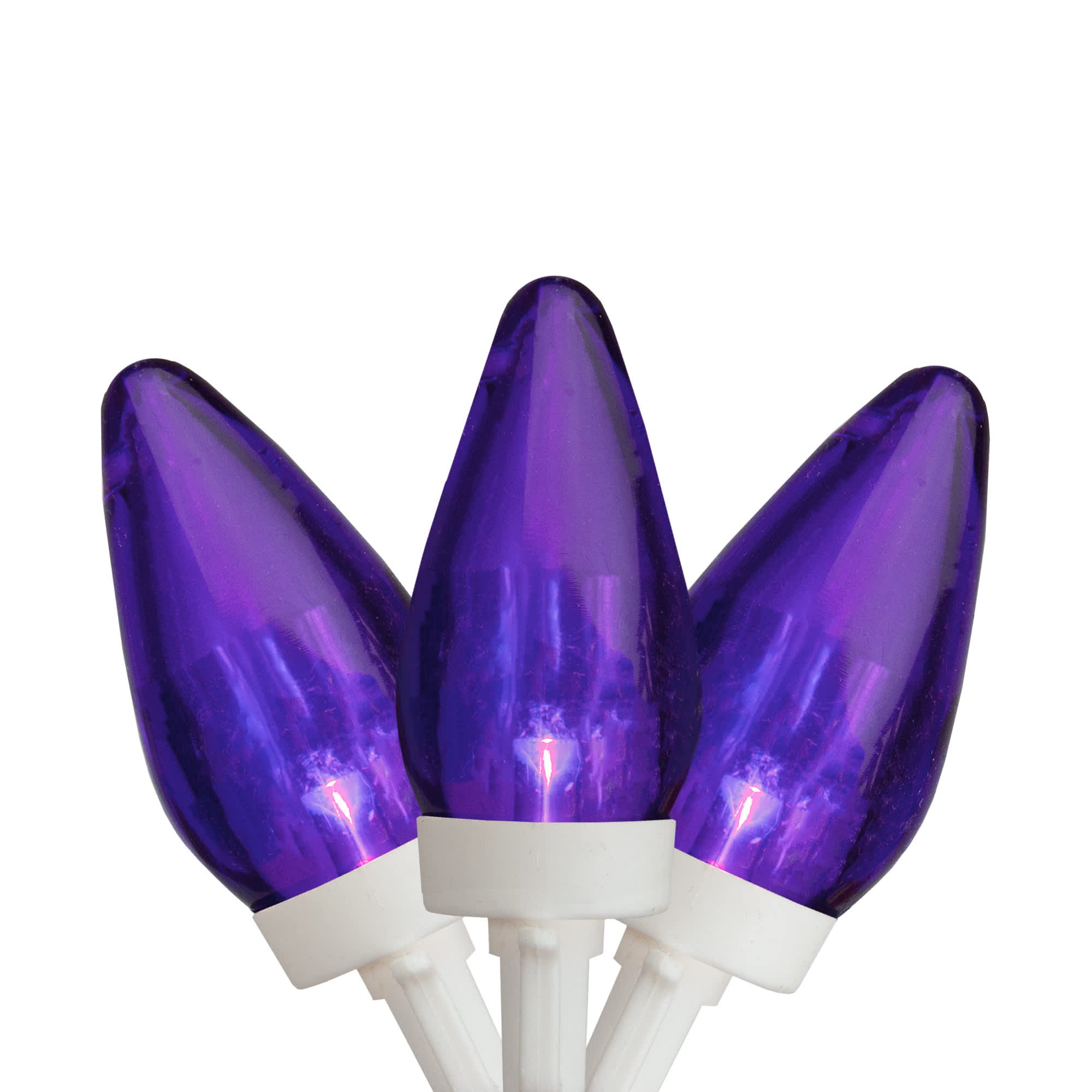 Northlight - LED C7 Christmas Lights - Purple - 16 feet White Wire - 25ct