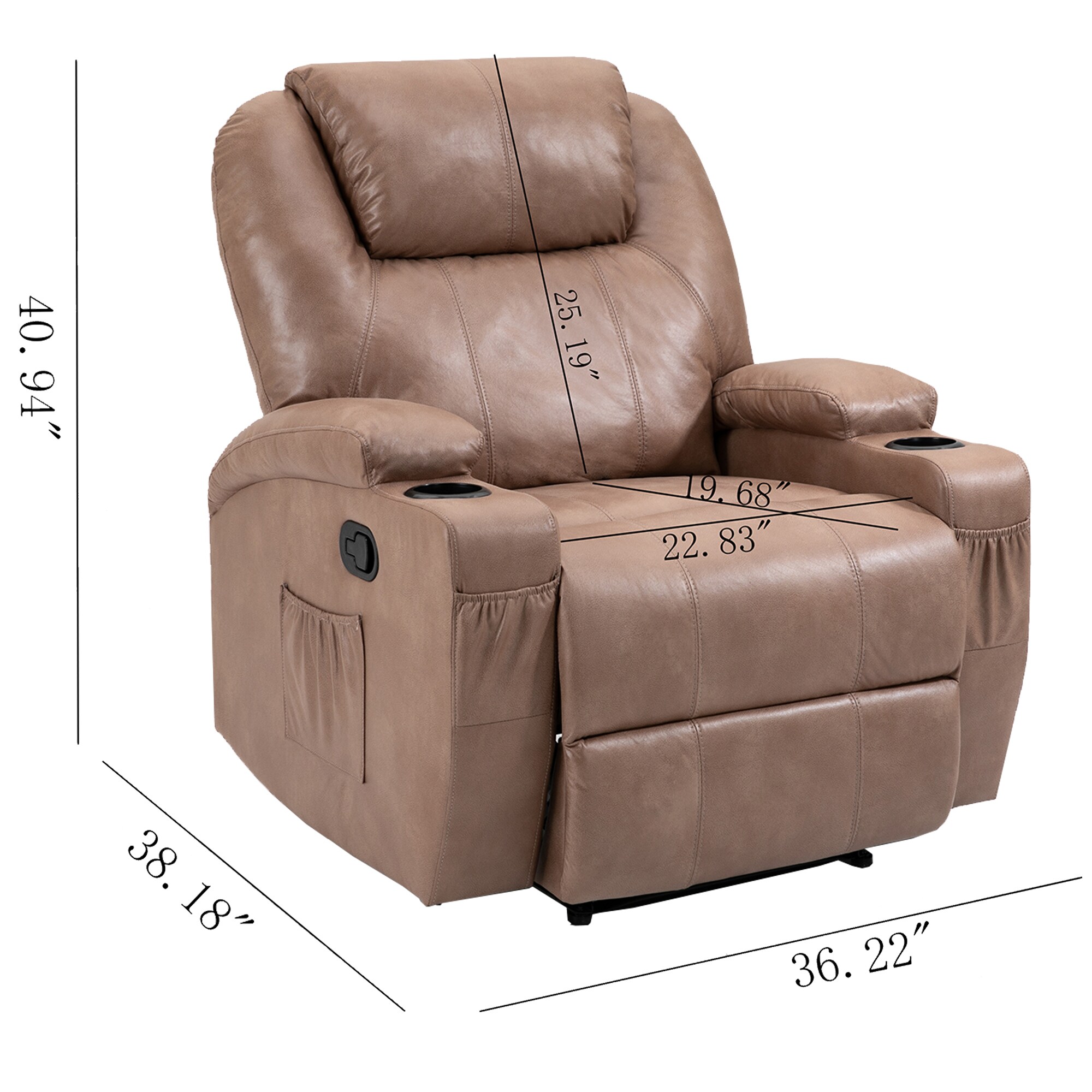 Furniture of America Grants 69.5 in. Light Brown Leather 2-Seater Power Recliner Loveseat, Light Brown Without Care Kit