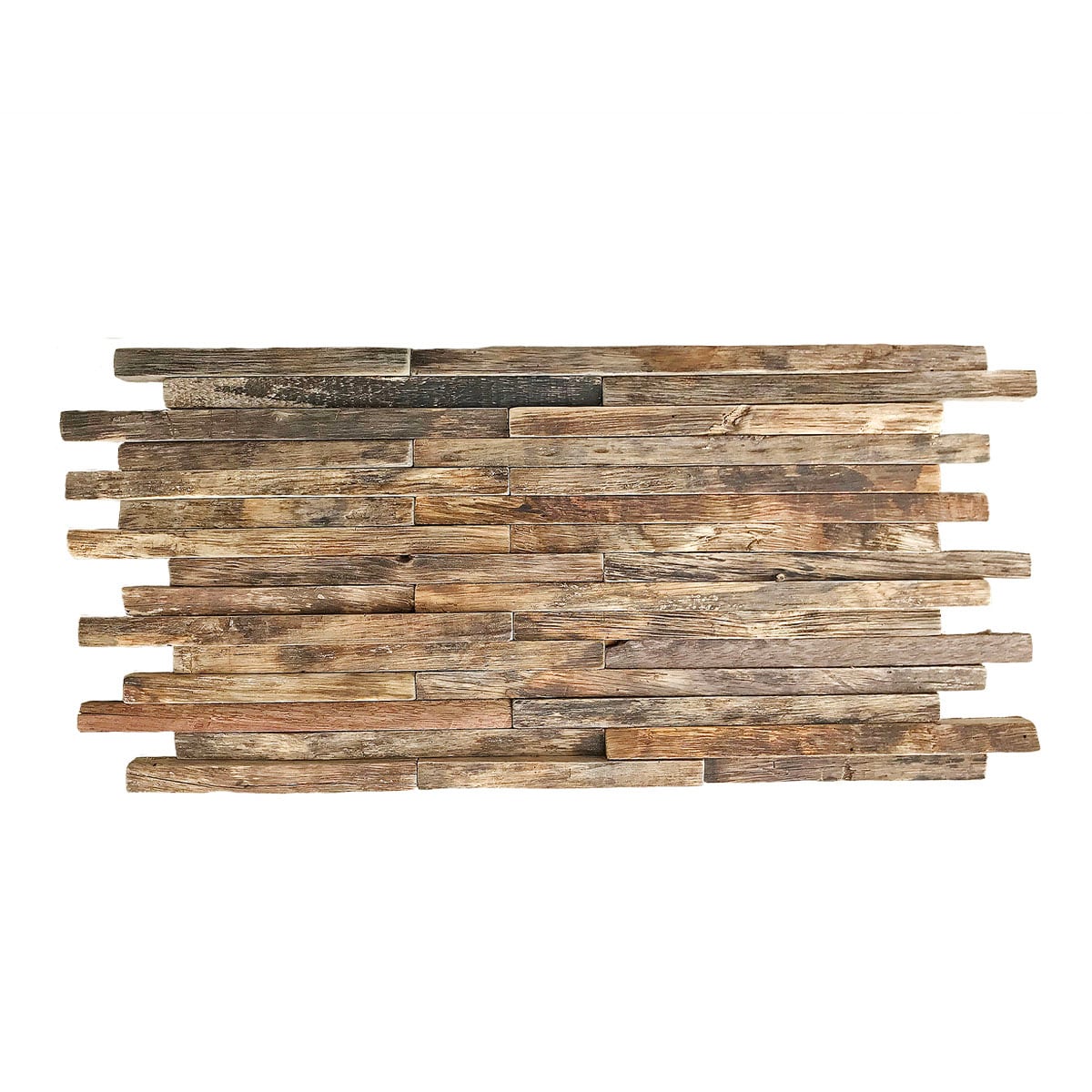 Ekena Millwork WPW24X12STMENA Reclaimed Boat Wood Stacked Reclaimed 24-in x 12-in Natural Wood Wood look Mosaic Wall Tile ( 1.96-sq ft Piece )