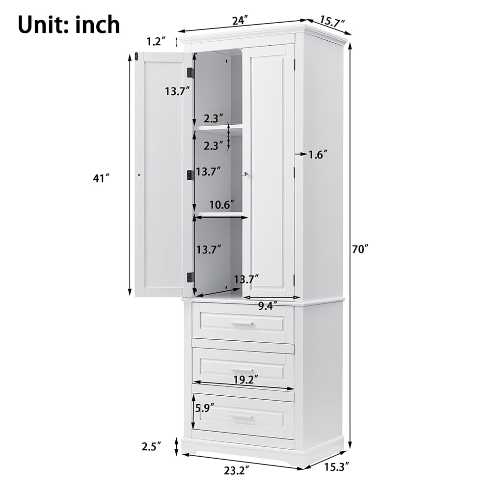 ModernLuxe 15.7-in W x 70-in H Wood Composite White Wall-mount Utility ...