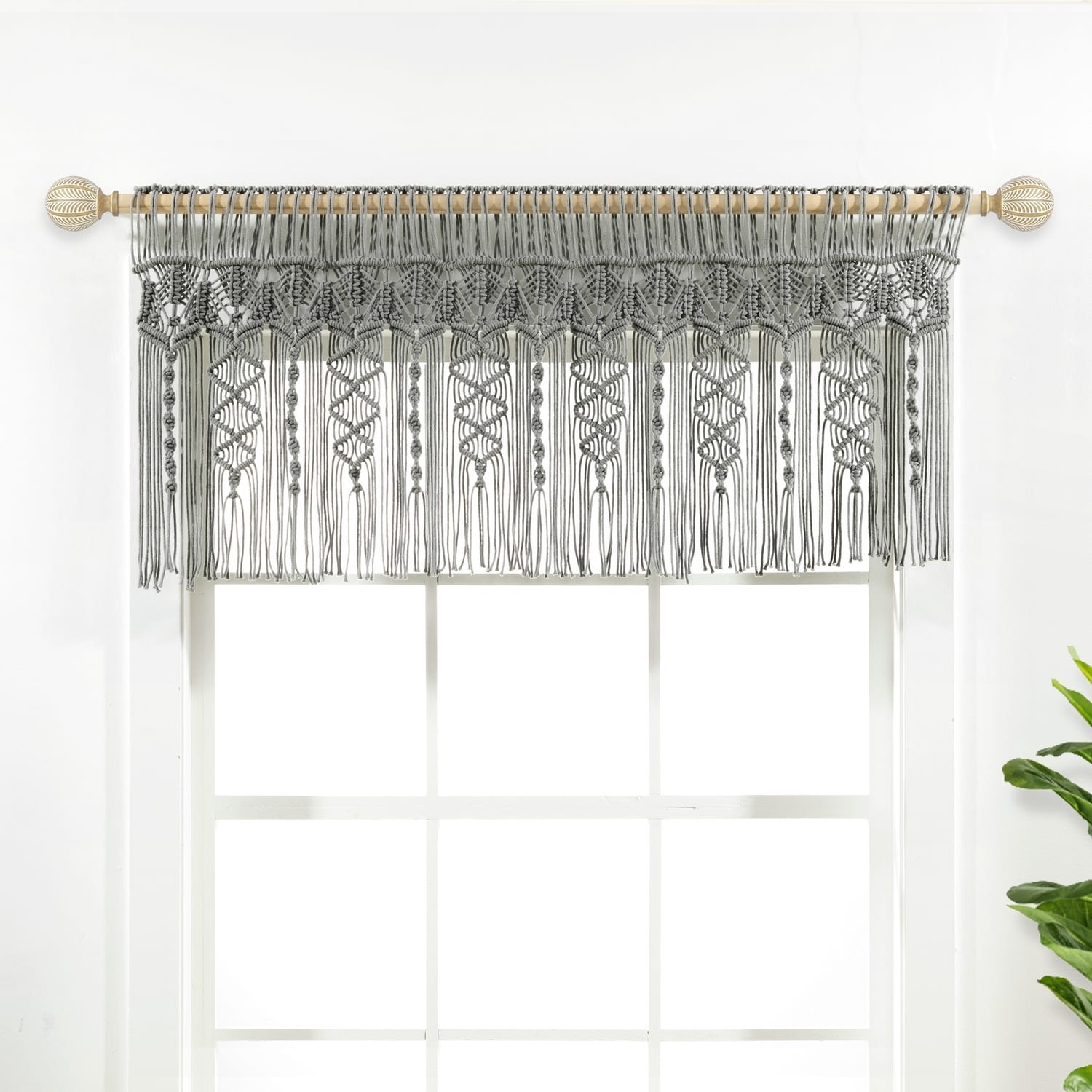 Lush Decor 21T011811 20-Inches Gray Cotton Rod pocket Valance