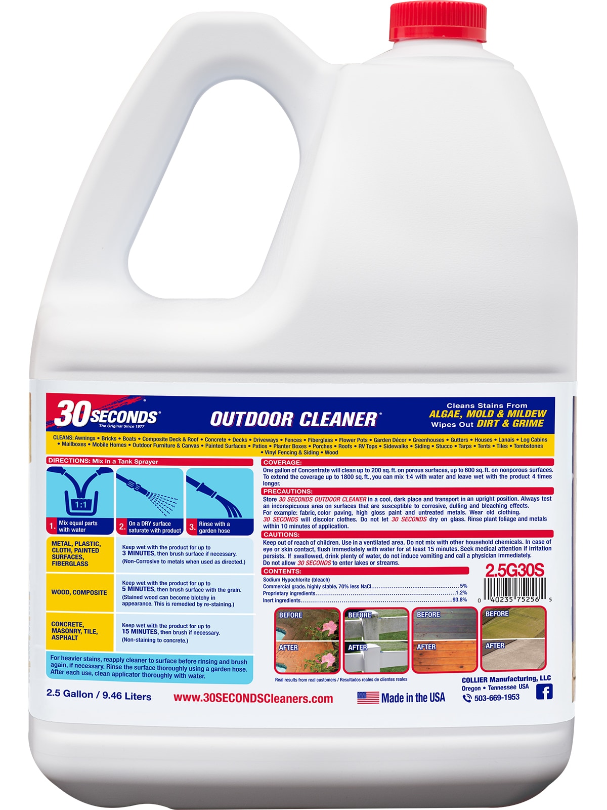 30 SECONDS 2.5-Gallon Mold and Mildew Stain Remover Concentrated Outdoor  Cleaner