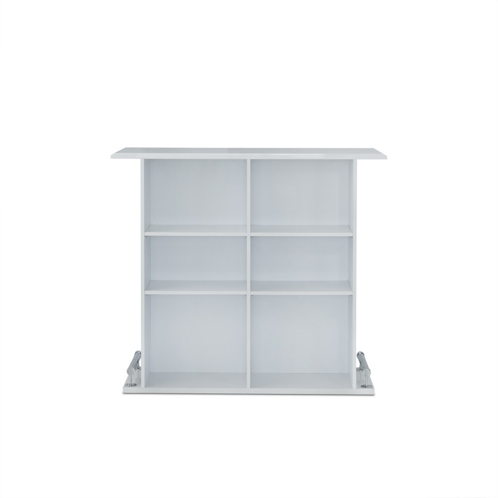 GlasFlength Kite White High Gloss Finish Bar Table Modern Home Bar ...