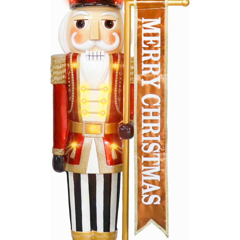 4-Ft Red and Gold Resin Nutcracker with LED Lights