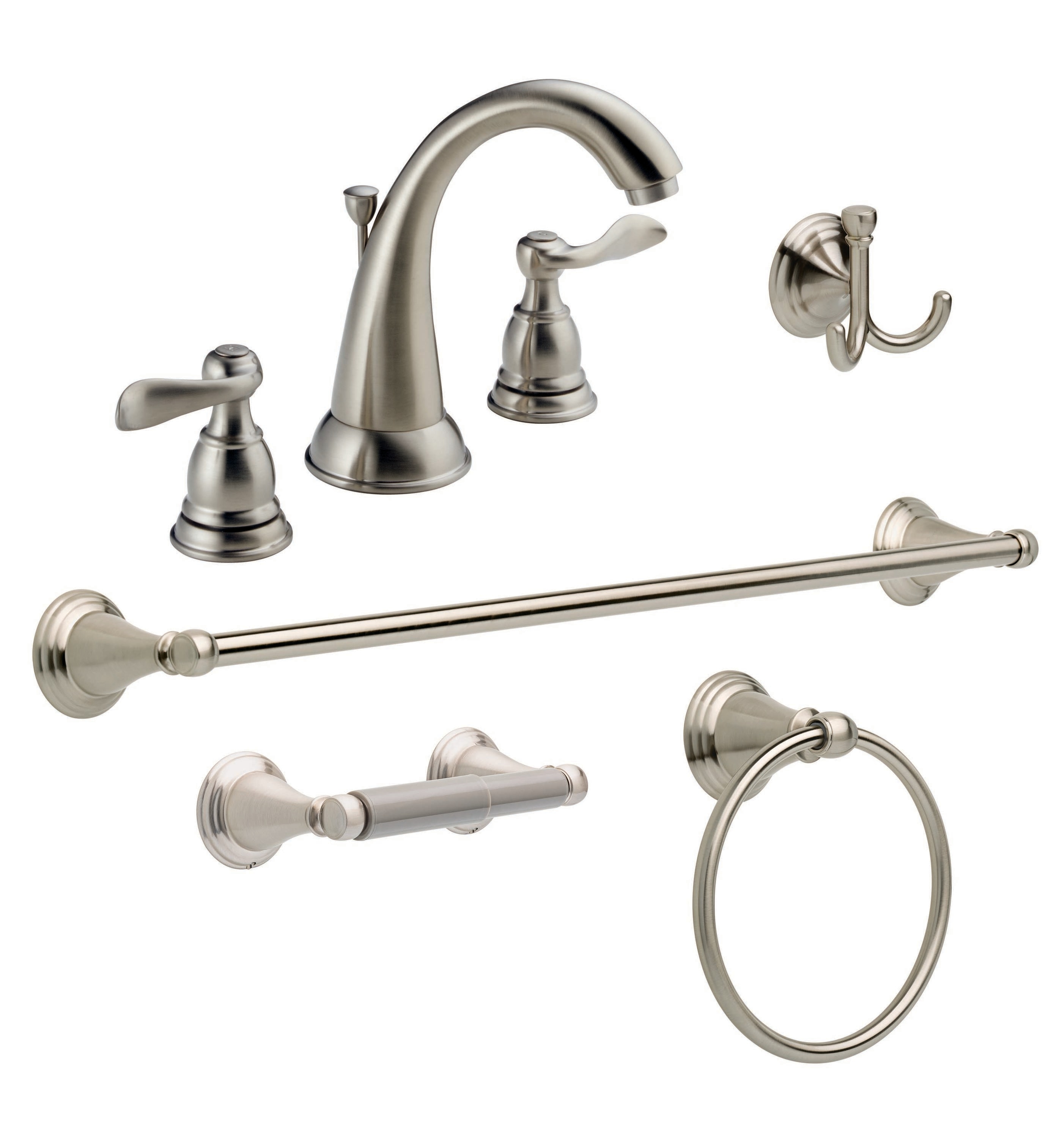 Shop Delta Windemere Brushed Nickel 5 Piece Bathroom Sink Faucet and ...