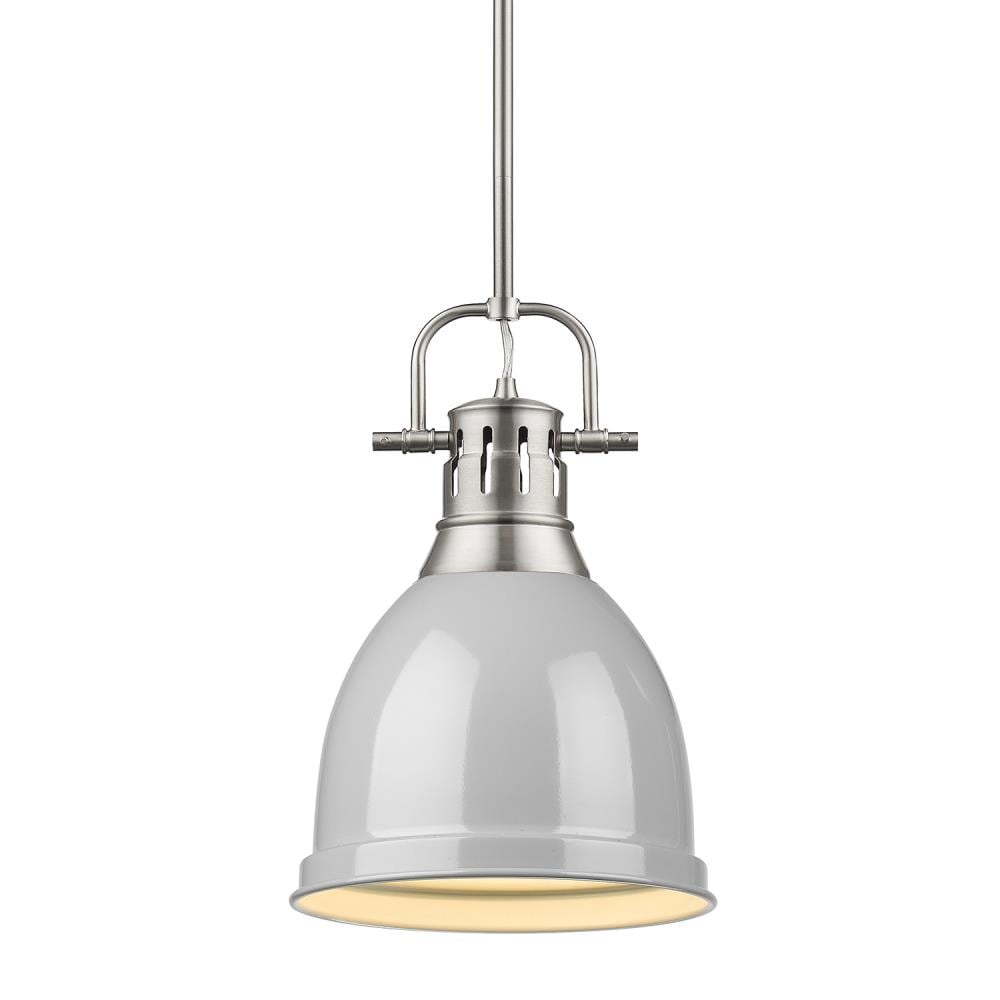 Golden Lighting 3604-S PW-GY Duncan 1 -Light Pewter Transitional Dome Mini Hanging Pendant light
