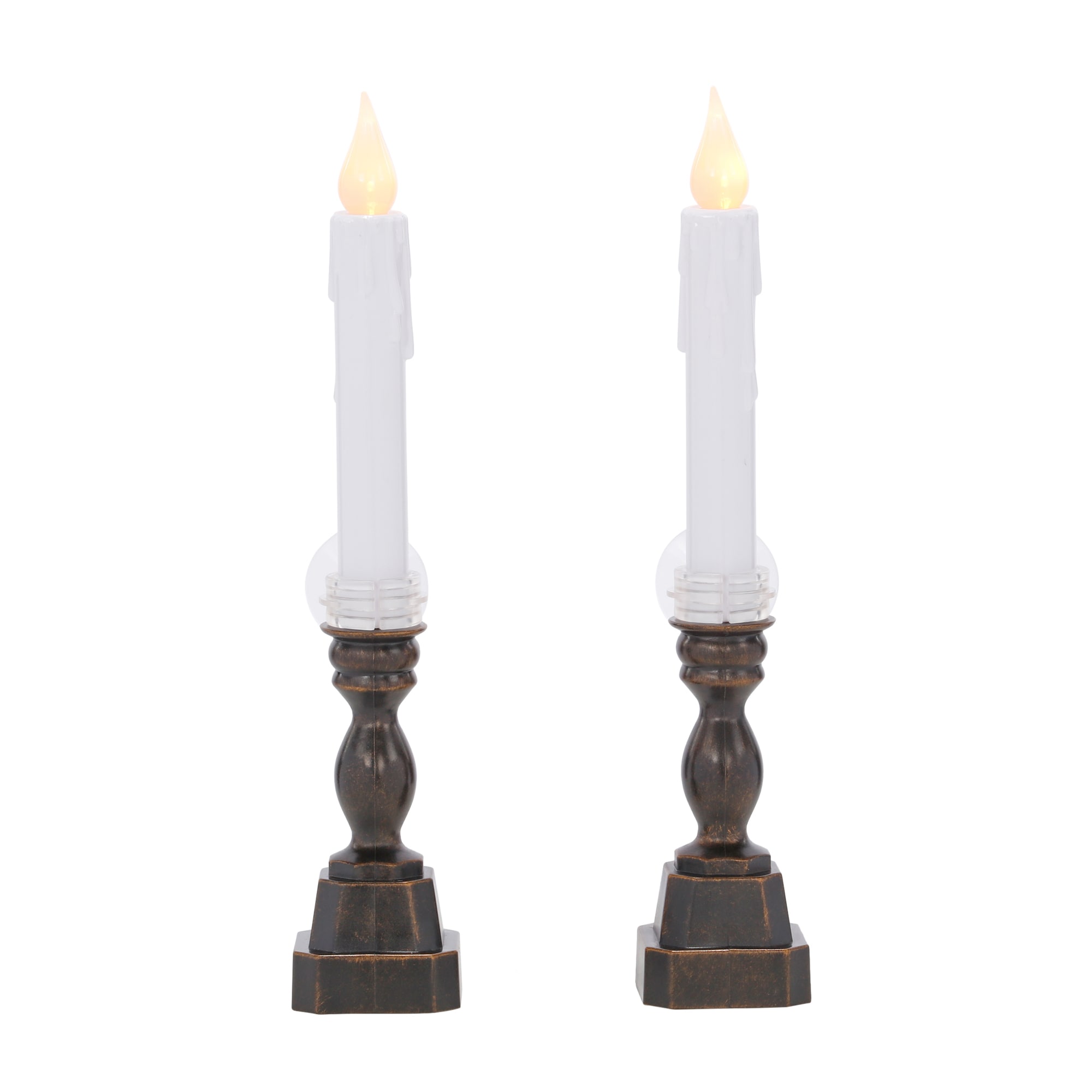 the at (2-Pack) Battery-operated Christmas Lighted in Christmas Decor 12-in Candle Decor GE department