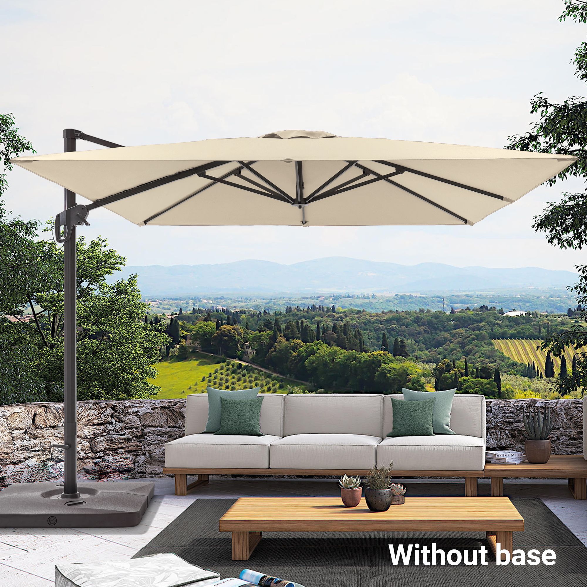 Sonkuki SD-NB33-SD 10-Feet Aluminum Tan No-tilt Cantilever Patio Umbrella