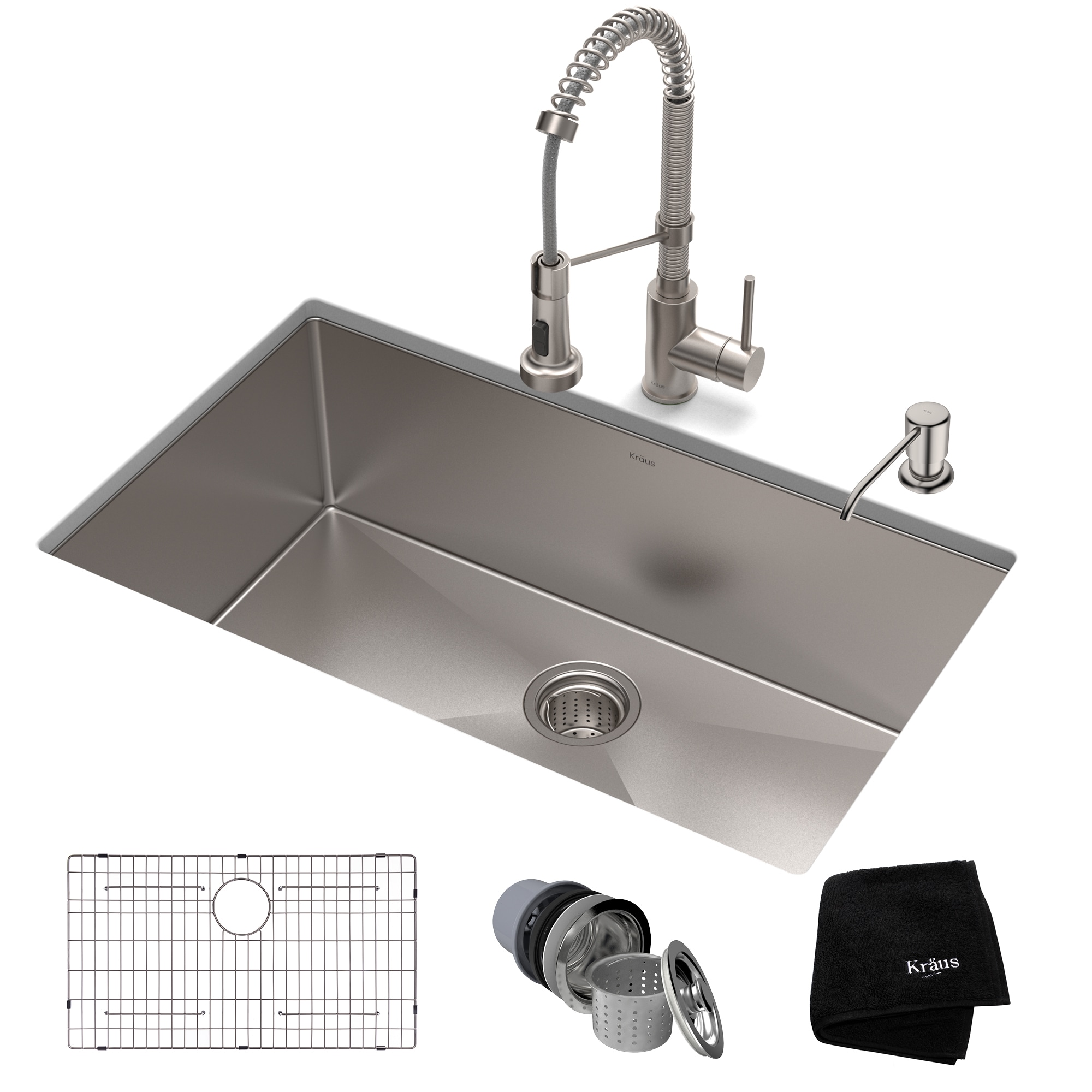 Kraus KHU100-32-1610-53SS Standart PRO Undermount 32.0-Inches x 19.0-Inches Stainless steel Single bowl 16 -Gauge Kitchen Sink All-in-One Kit