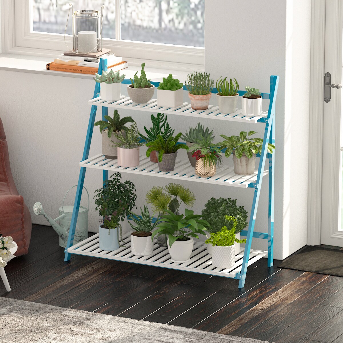 FUFU&GAGA LJY-LWJHJ0007-02 Plant stand 37.8-in H x 39.4-in W White Indoor/Outdoor Rectangular Composite Plant Stand