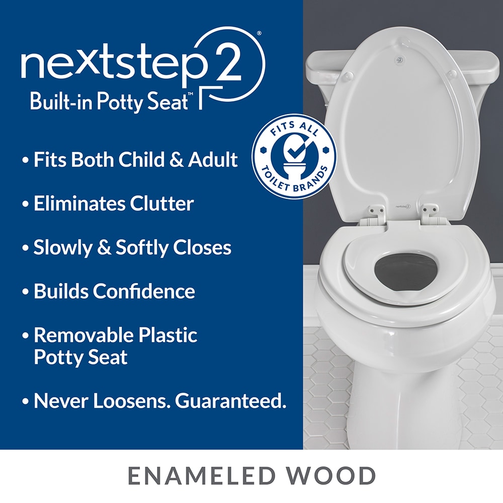 Mayfair By Bemis NextStep2 Wood White Elongated Soft Close Toilet Seat ...