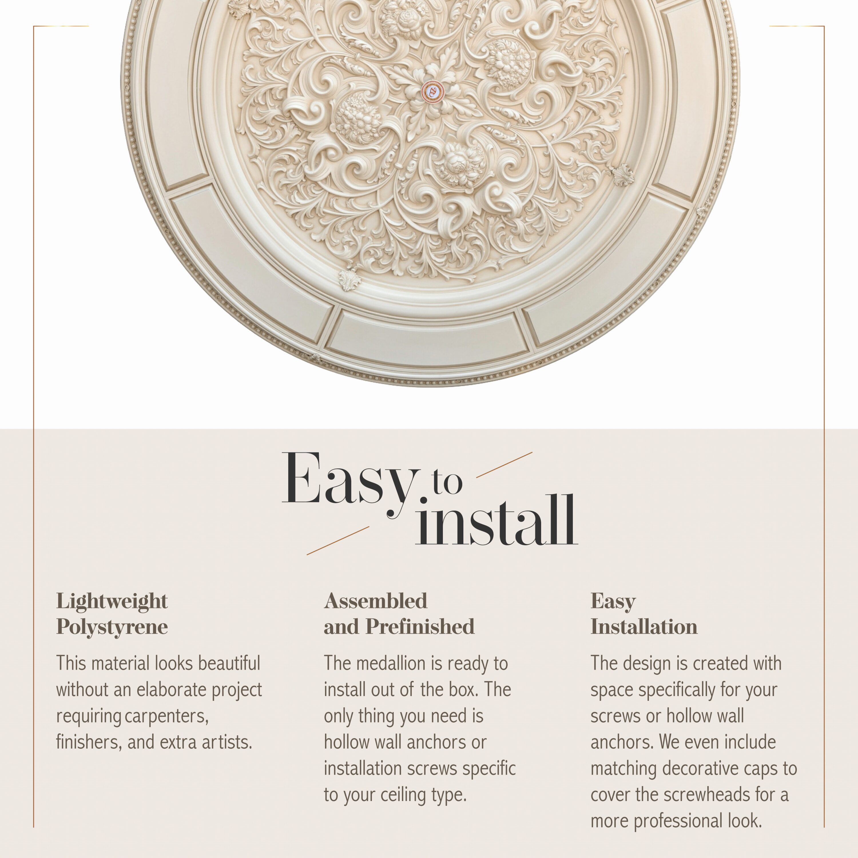 Alluring Carve Cream Round Ceiling Medallion