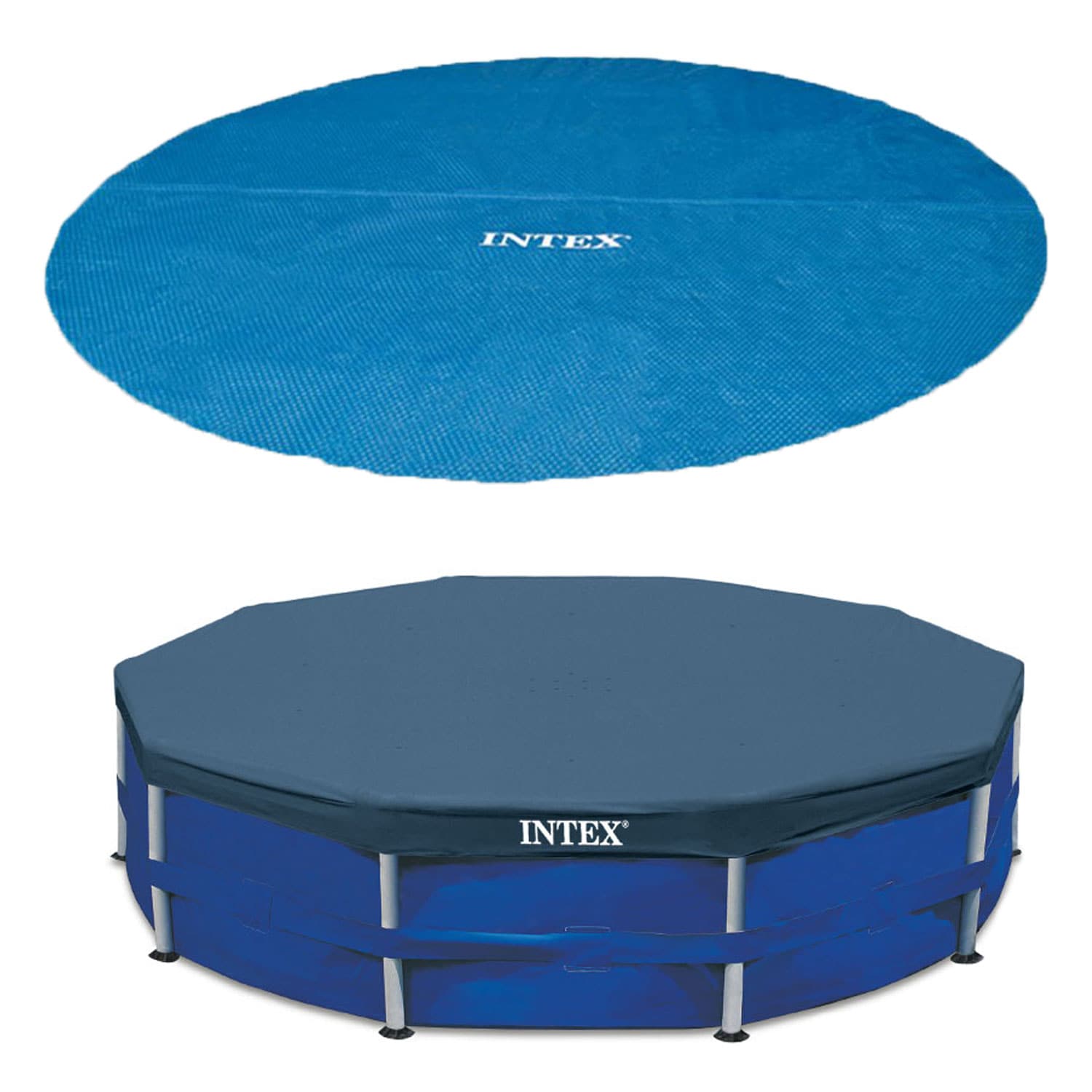 Intex - 15 Foot Round Debris Cover and Vinyl Solar Cover for Above Ground Pools