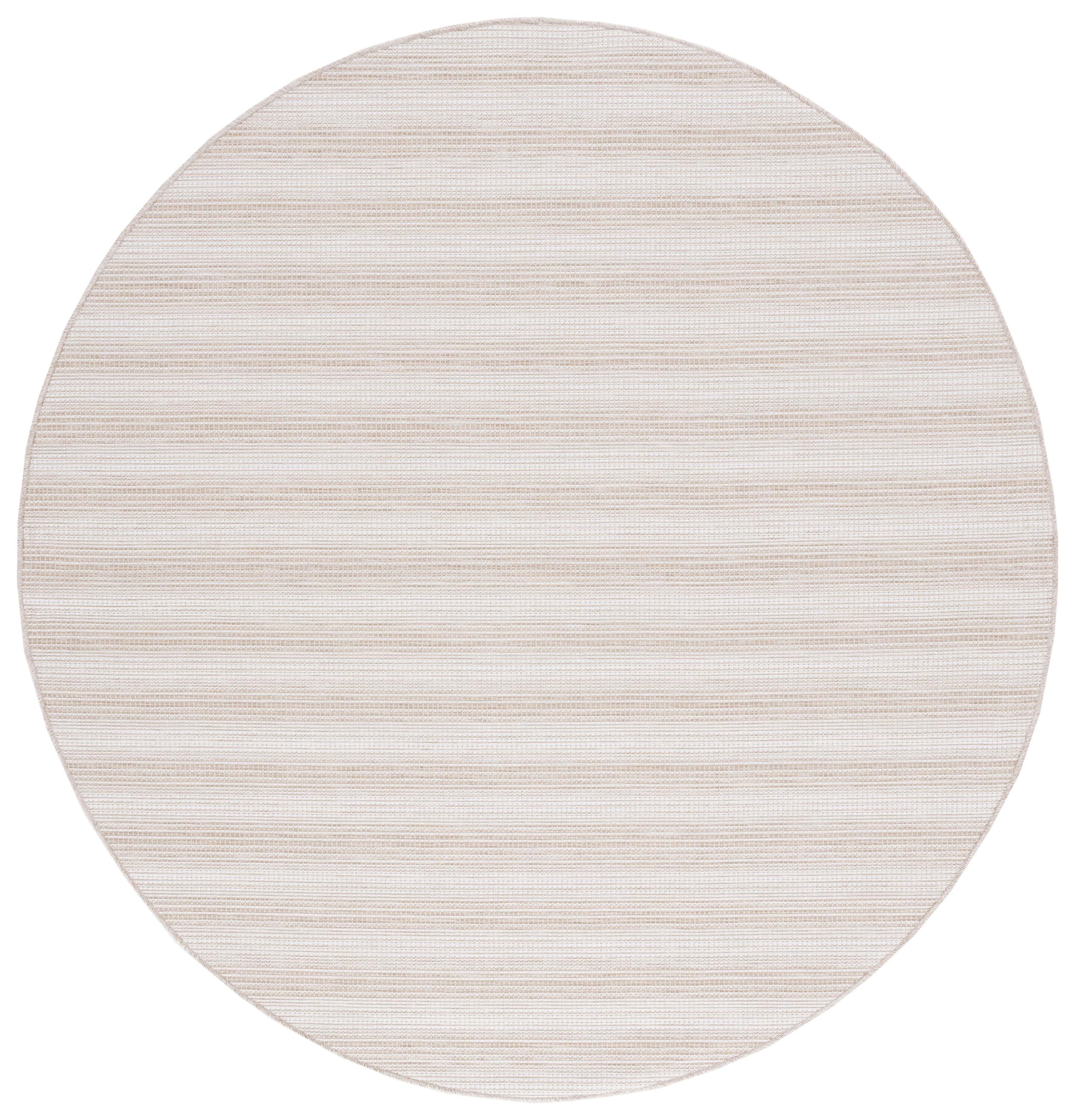 Safavieh HTN231E-7R 6 x 6 (ft) Loomed Polyester/Polypropylene Natural Round Indoor/Outdoor Stripe Mid-Century Modern Area rug