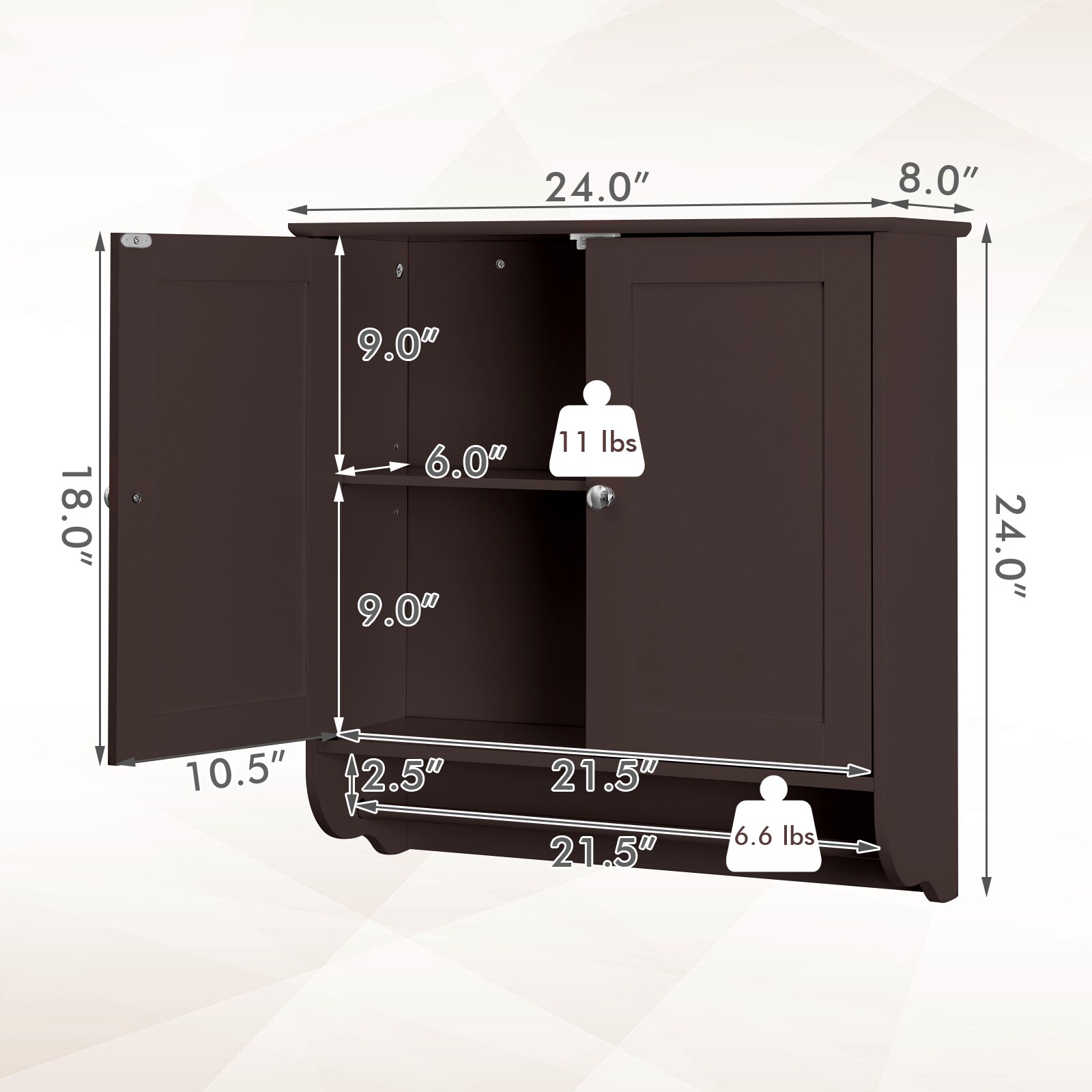 WELLFOR UTG10435BN Bathroom-Wall-Cabinets - View #7