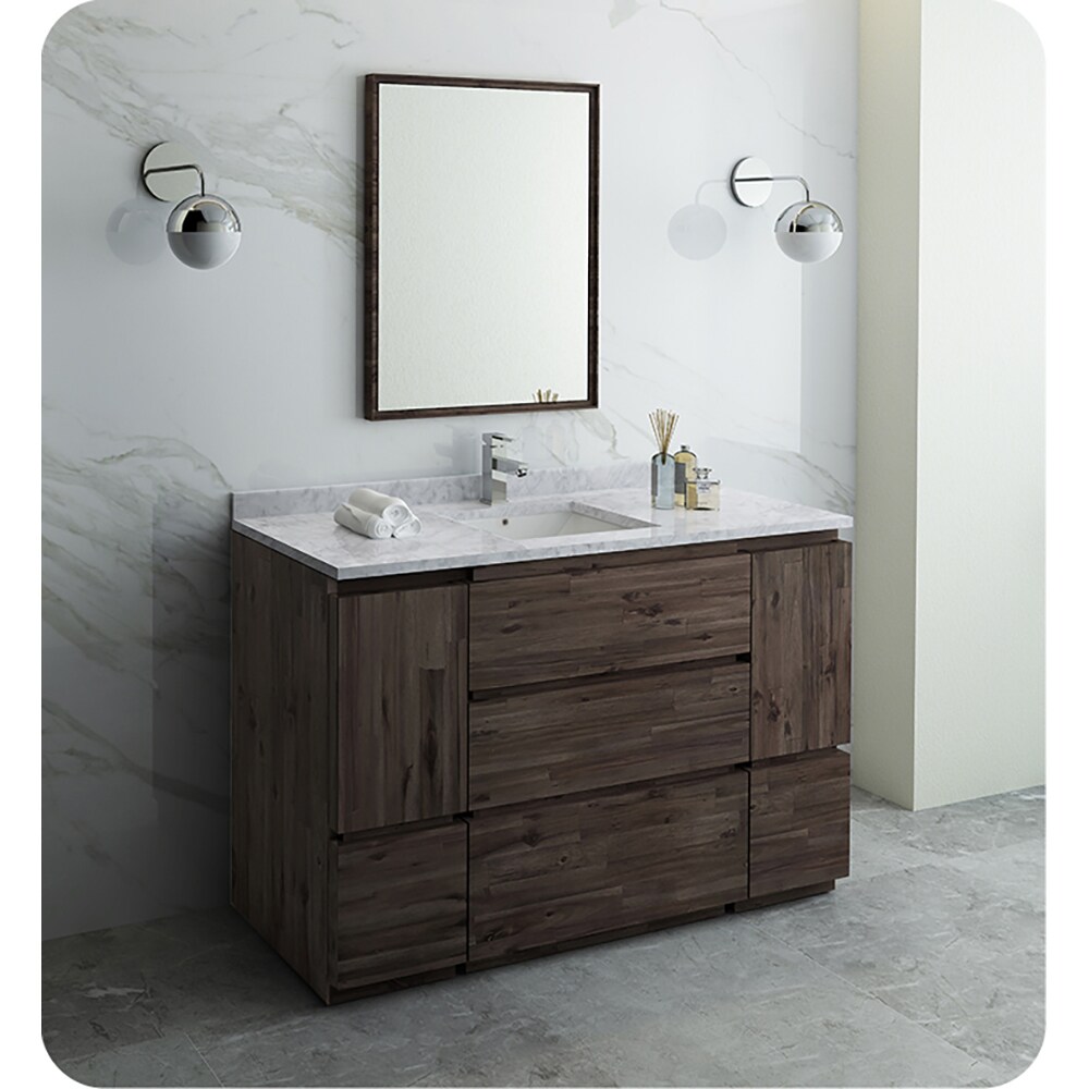 Acacia Wood 53" Brown Freestanding Bathroom Vanity Base
