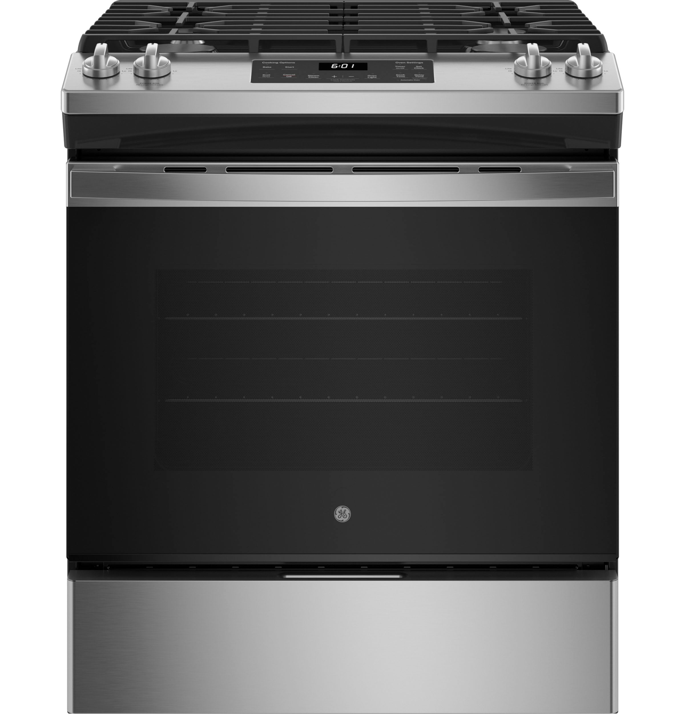 GE JGSS61SPSS 30-in 4 Burners 5.3-cu ft Slide-in Gas Range (Stainless Steel)