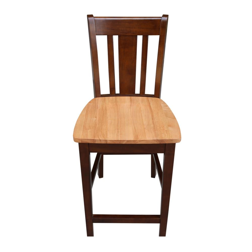 Contemporary Espresso Solid Wood 24" Counter Stool