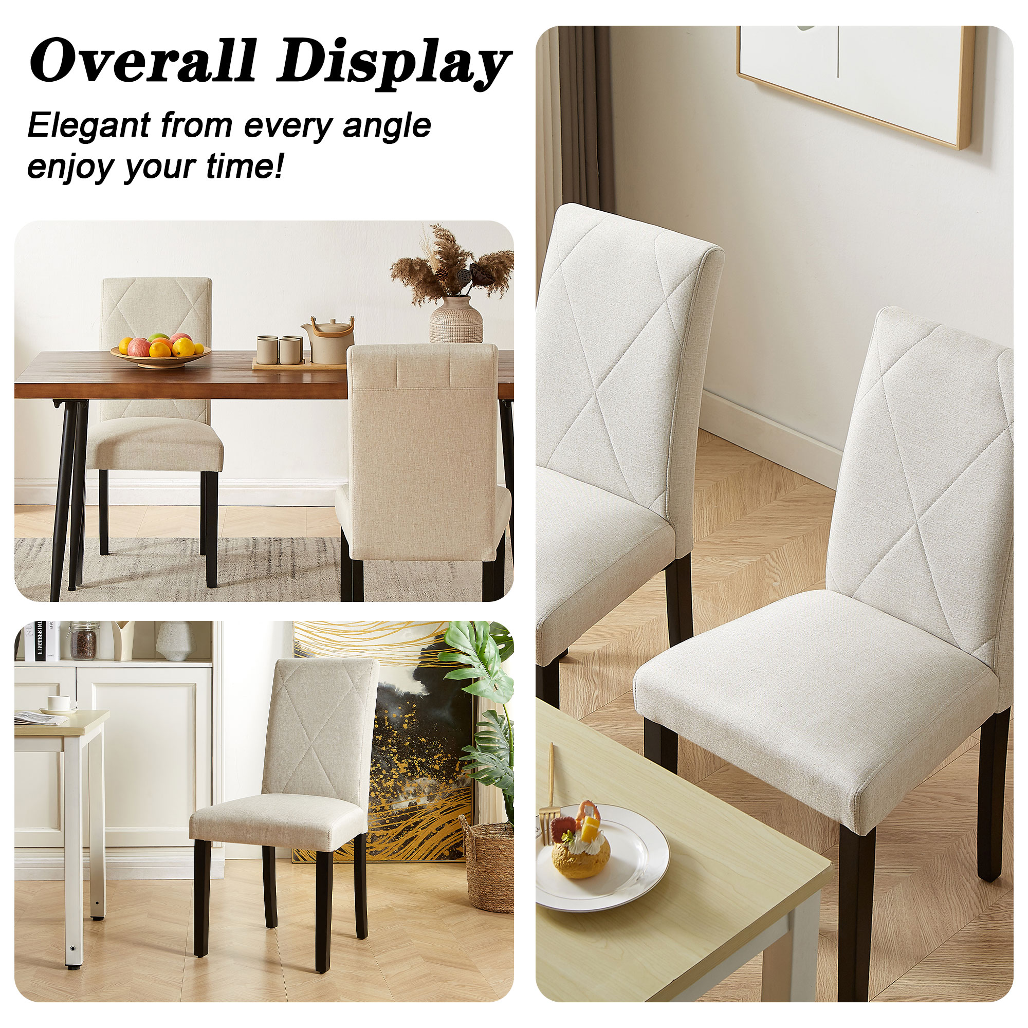 Vecelo LOE-DC04-BGE-2P Dining-Chairs - View #5