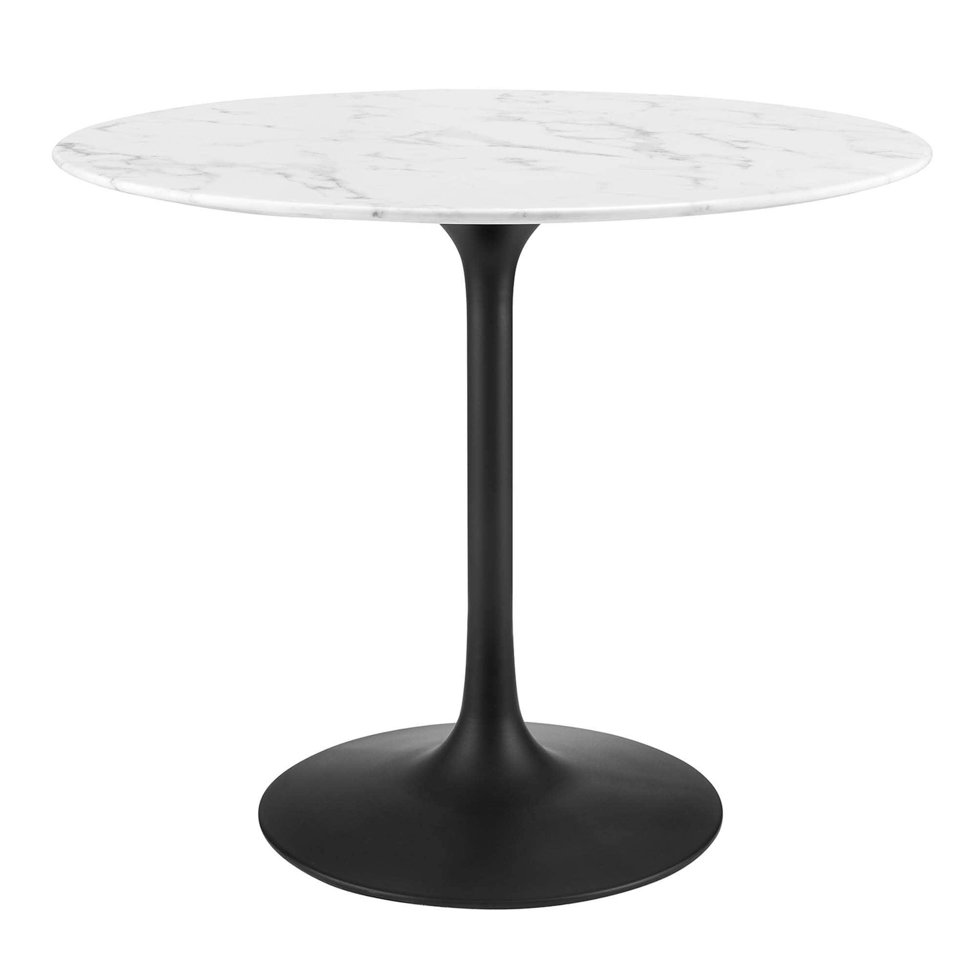 Modway EEI-3516-BLK-WHI Lippa 36 Inch  Round Faux Marble Dining Table in Black White
