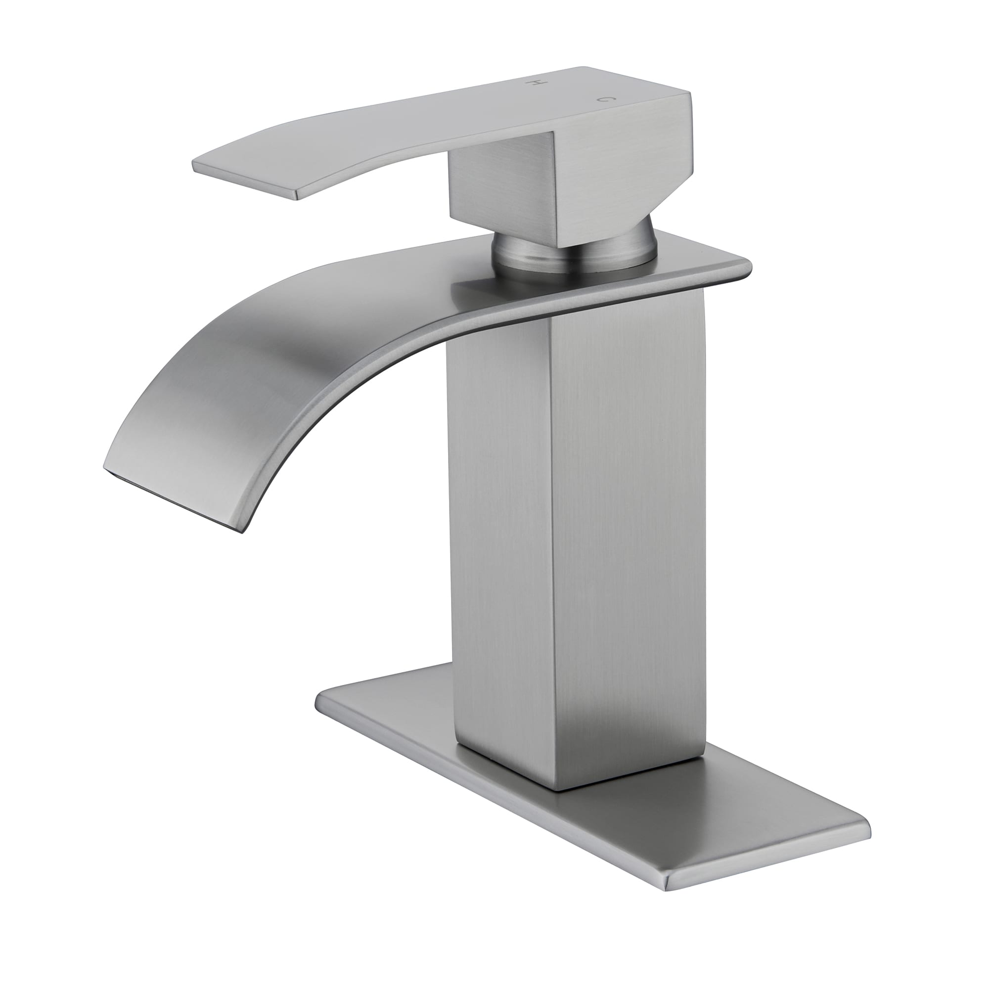 CASAINC KCLT0007-MB Brushed Nickel Single hole 1-handle Waterfall Commercial/Residential Handle Bathroom Sink Faucet with Deck Plate
