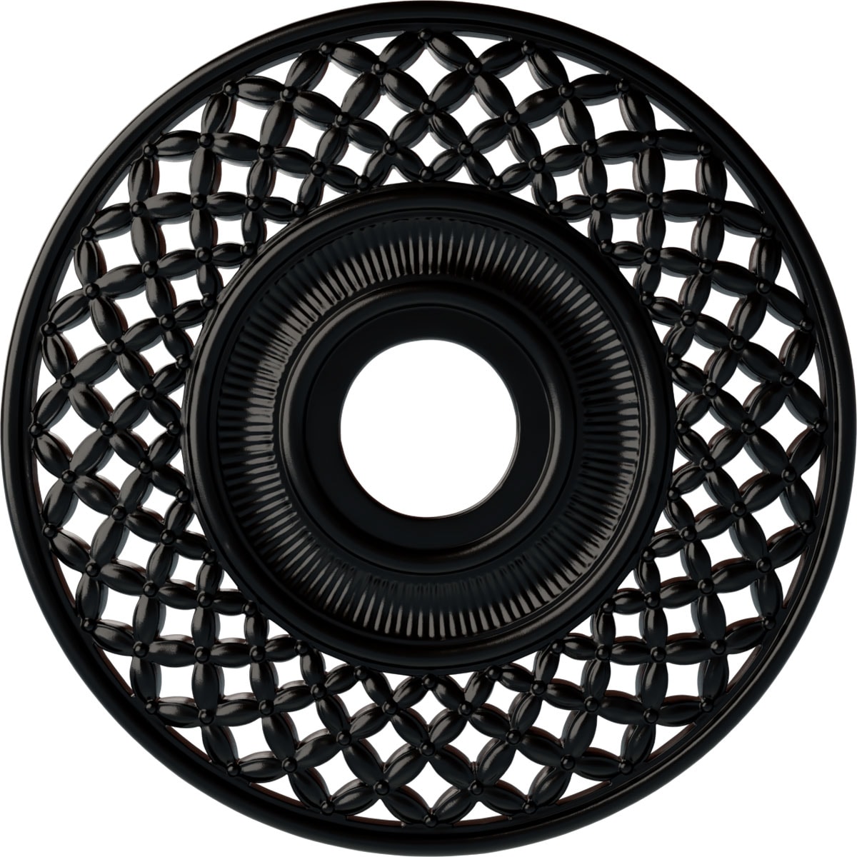 Ekena Millwork CM22RBBLF Robin 22.25-in W x 22.25-in L Painted Jet Black Polyurethane Whole Ceiling Medallion