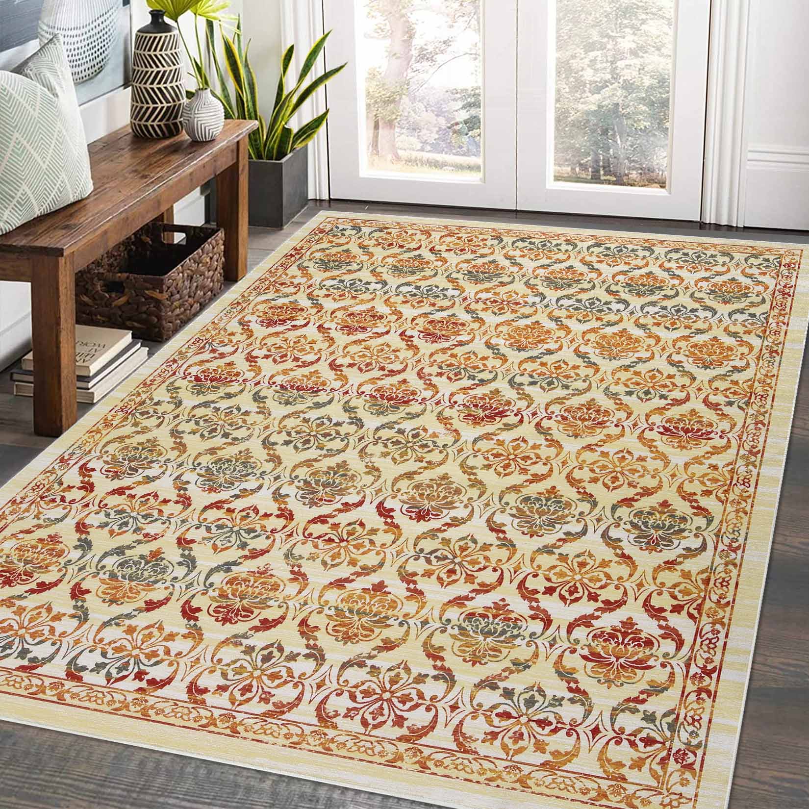 Garvee YXY-LO-PHO-0ZXUNDTM 9 x 12 (ft) Loomed Colorful Rectangular Indoor Floral/Botanical Tropical Machine washable Pet Friendly Area rug