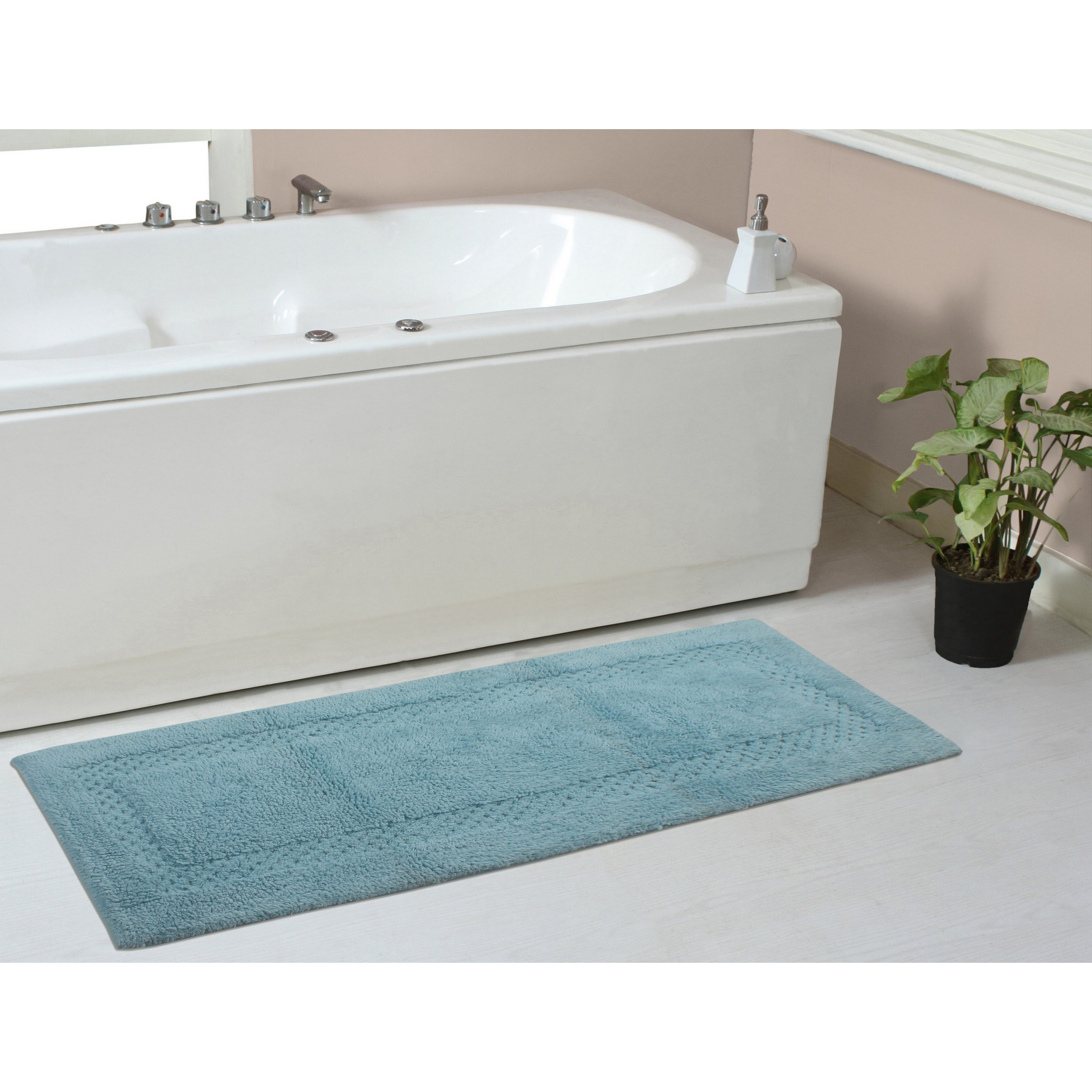 Home Weavers BCL2154AQ Classy 21-Inches x 54-Inches Aqua Cotton Bath runner