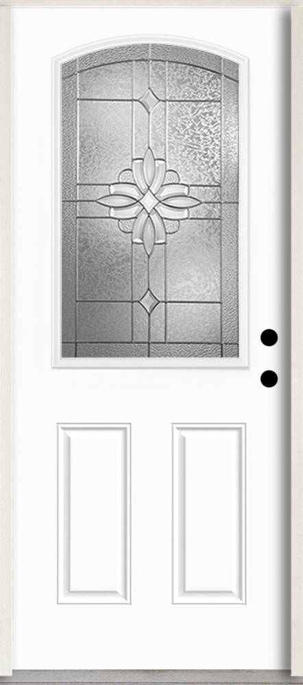 RELIABILT LO963430 Laurel 36-in x 80-in x 4-5/8-in Fiberglass Half lite Left-hand inswing Unfinished Unfinished Prehung Front Door Insulating core