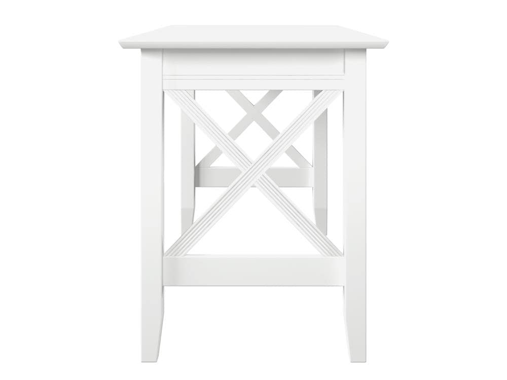 Crossed Design Solid Hardwood White Writing Desk with Drawer