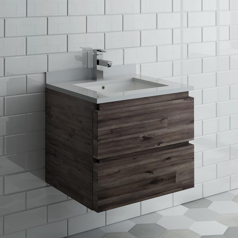 Fresca Formosa 24-in Acacia Wood Undermount Single Sink Floating ...