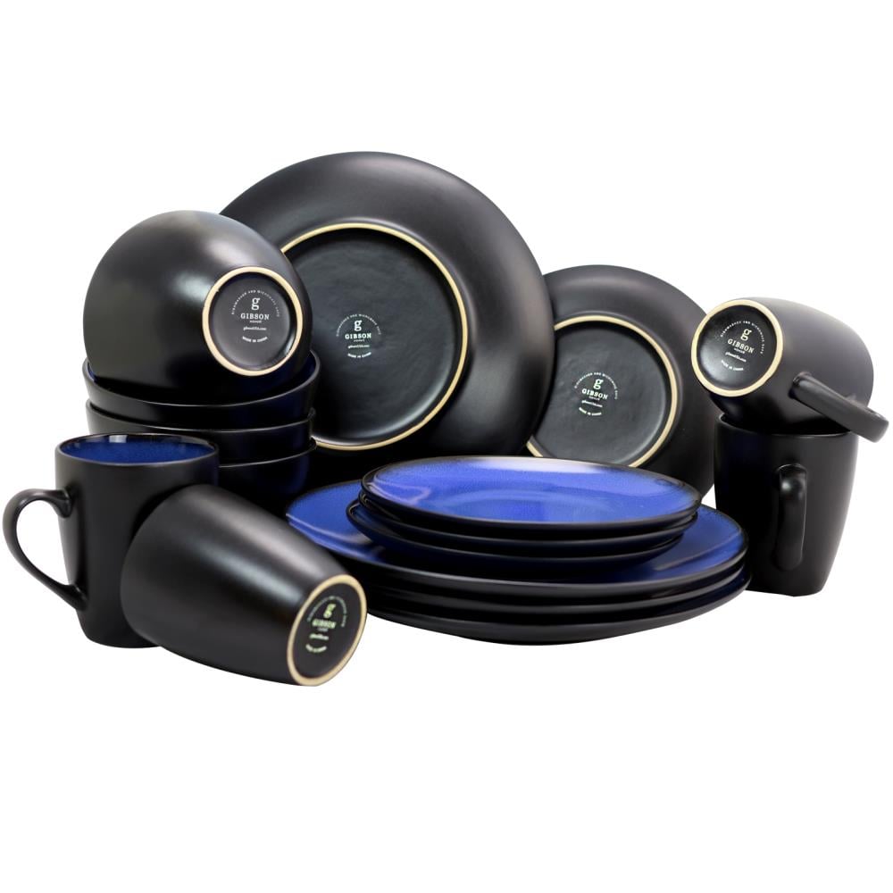 Blue Ceramic 16-Piece Reactive Glaze Dinnerware Set