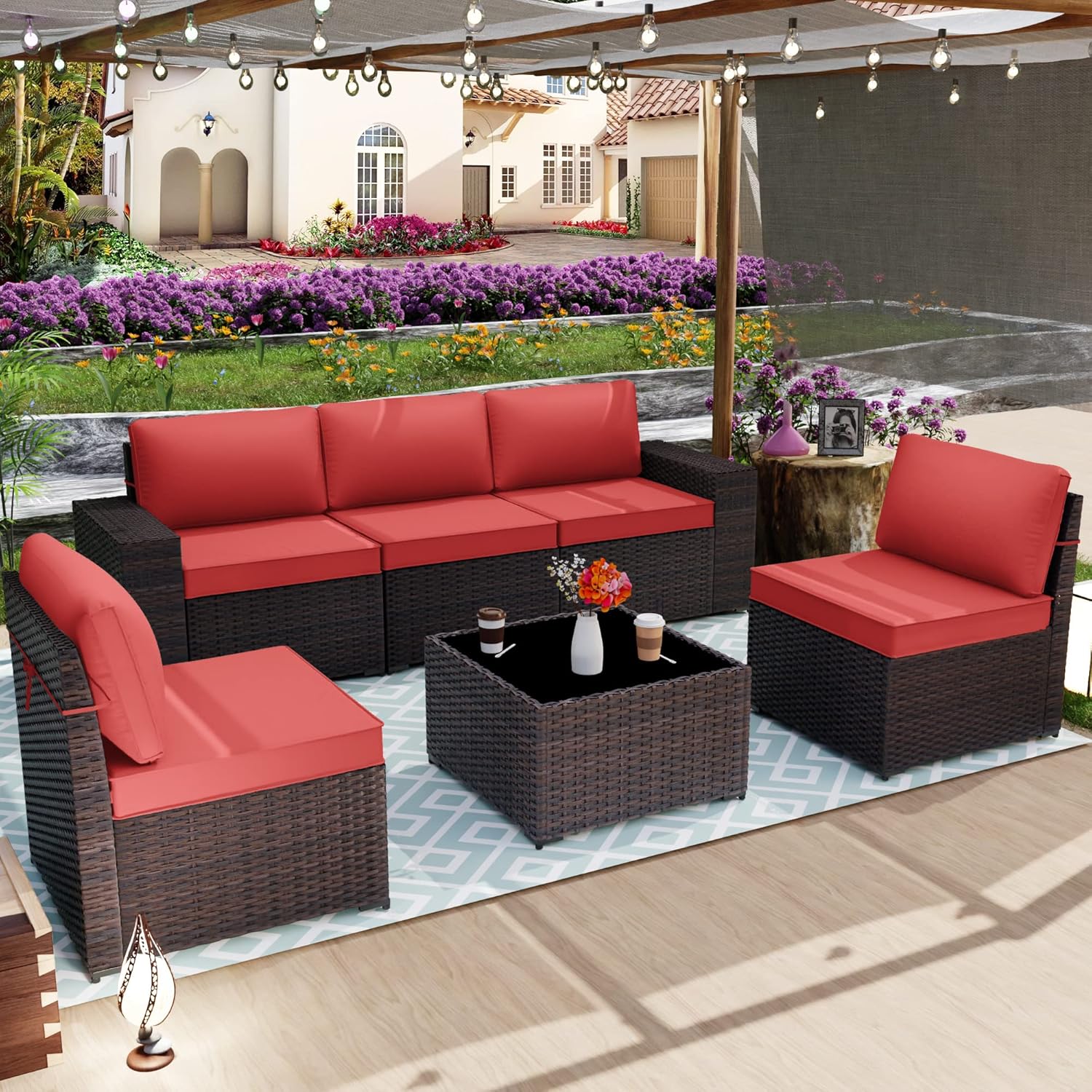ALAULM LS-6PCS-RED Patio-Conversation-Sets - View #2